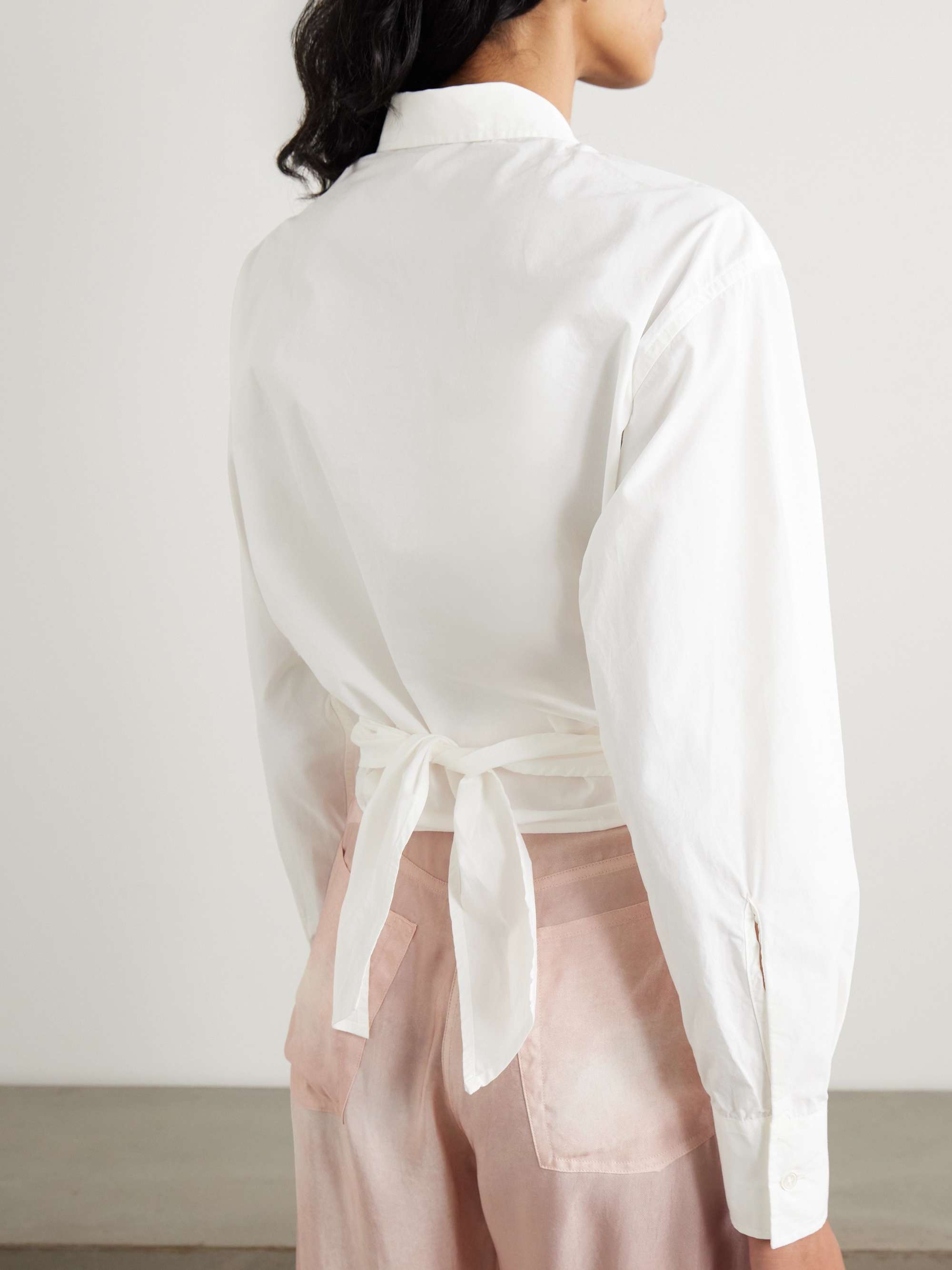 Nannas tie-detailed cotton-poplin shirt view