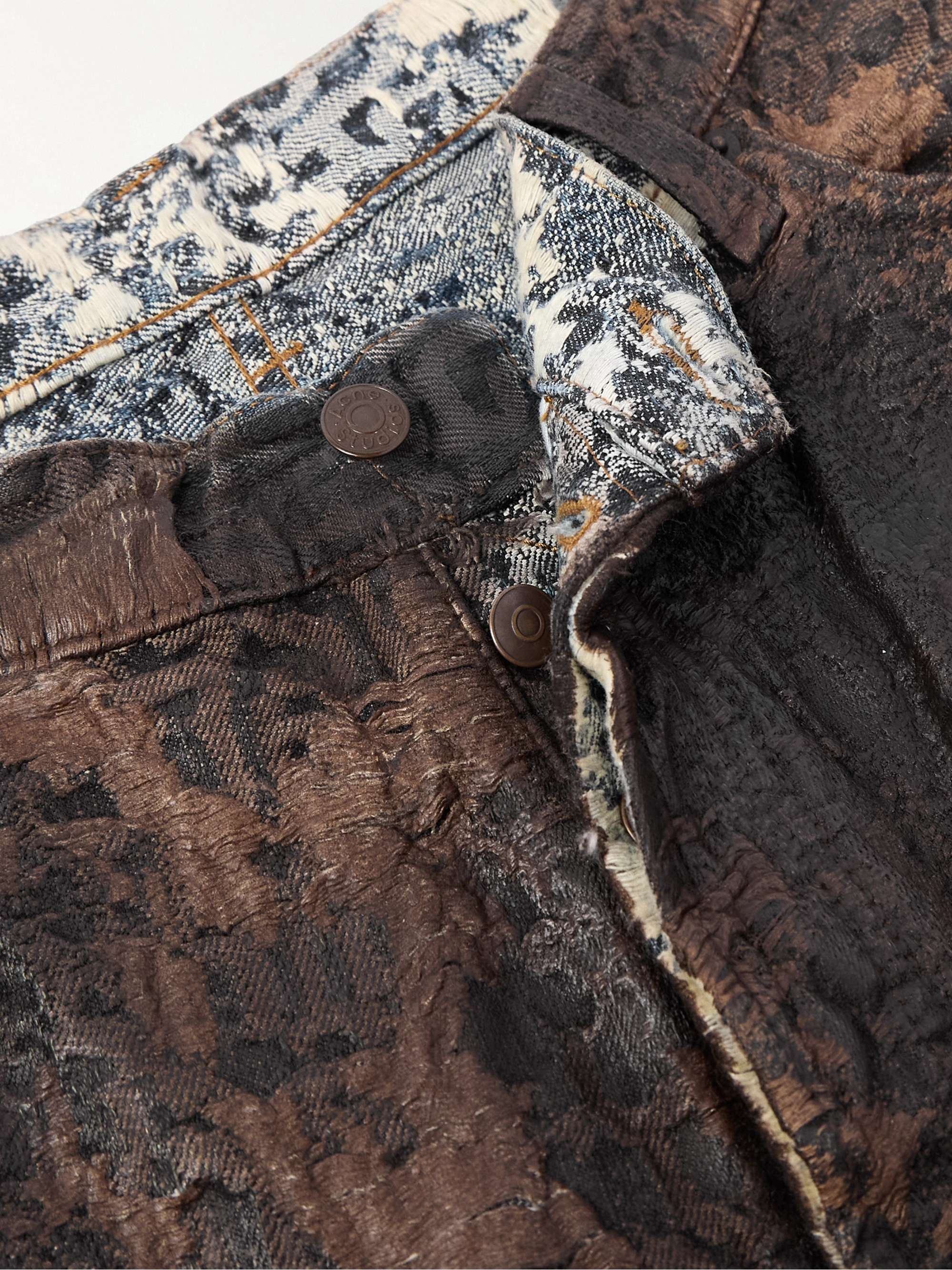 Wide-Leg Distressed Coated Jeans view