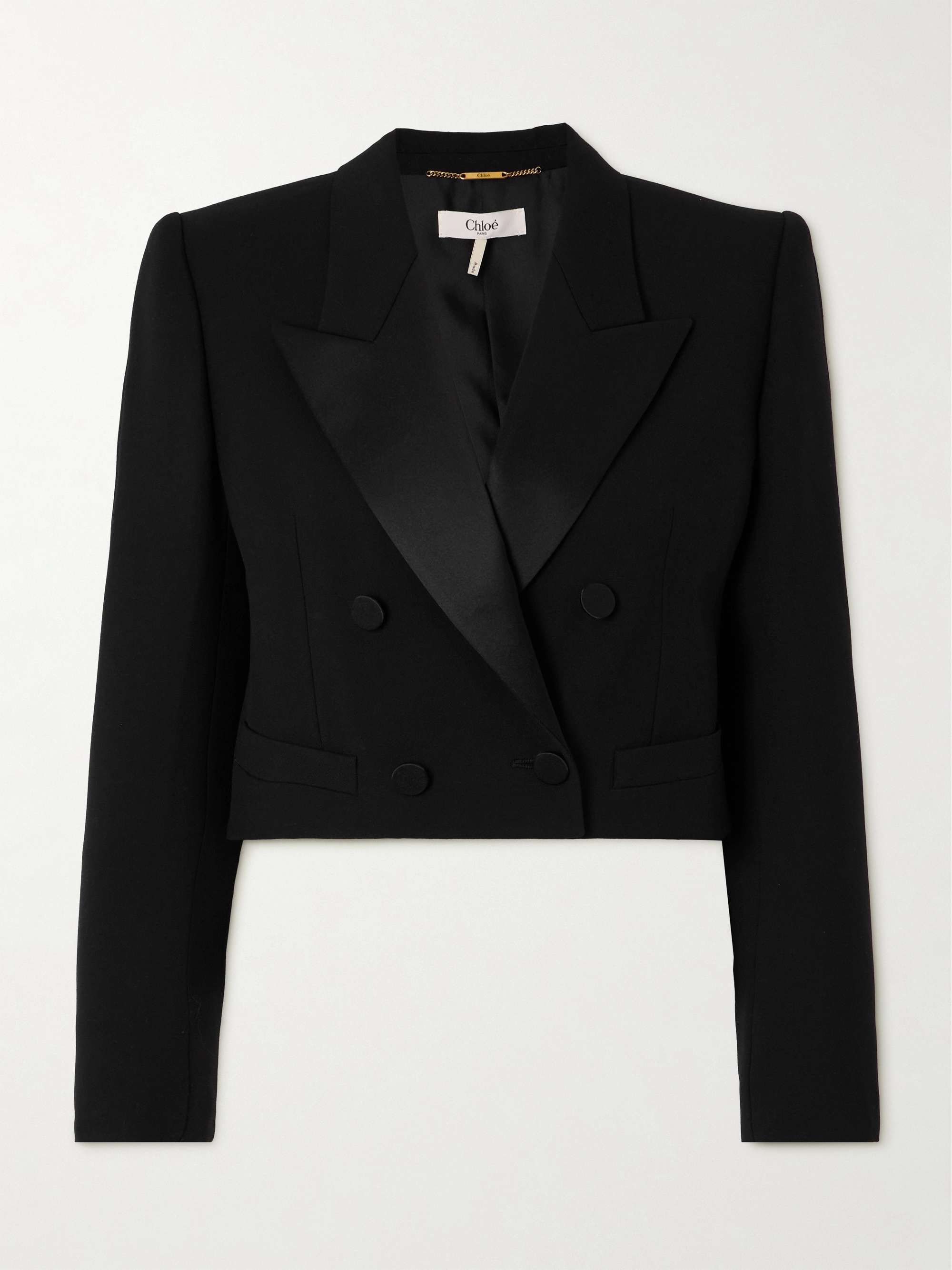 Cropped wool-gabardine blazer view