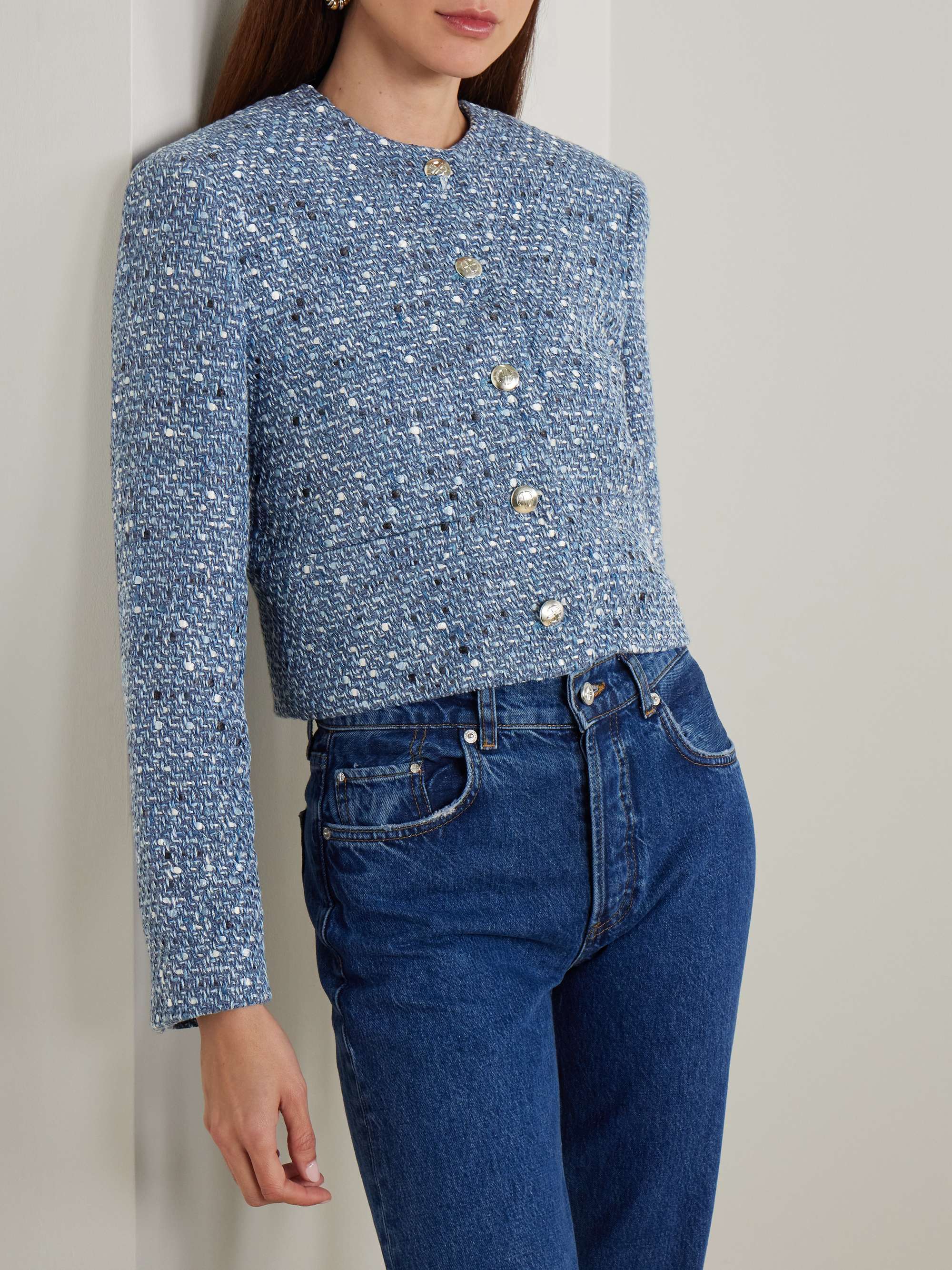 Amber cotton-blend tweed jacket view