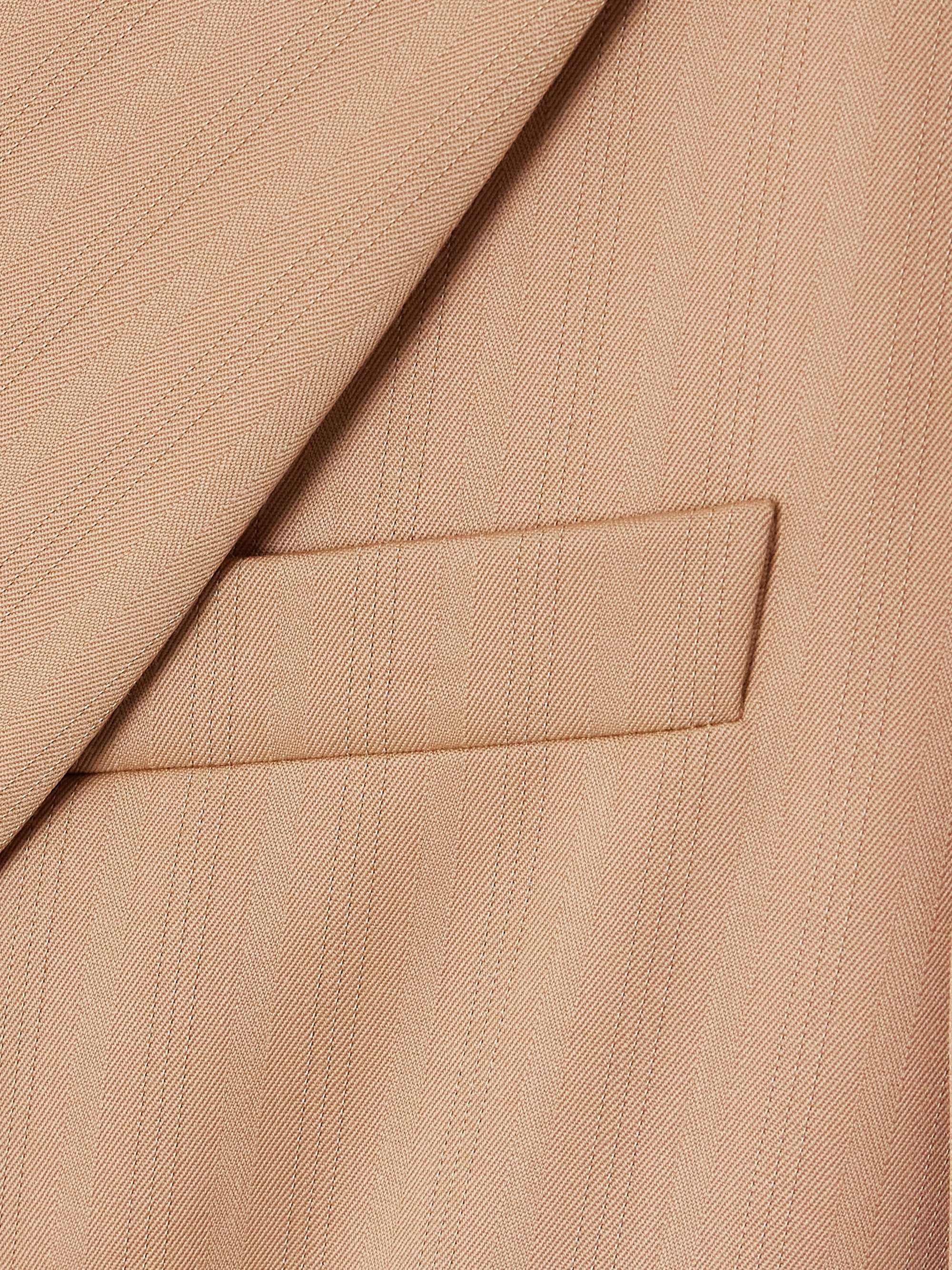 Double-breasted striped wool-blend blazer view