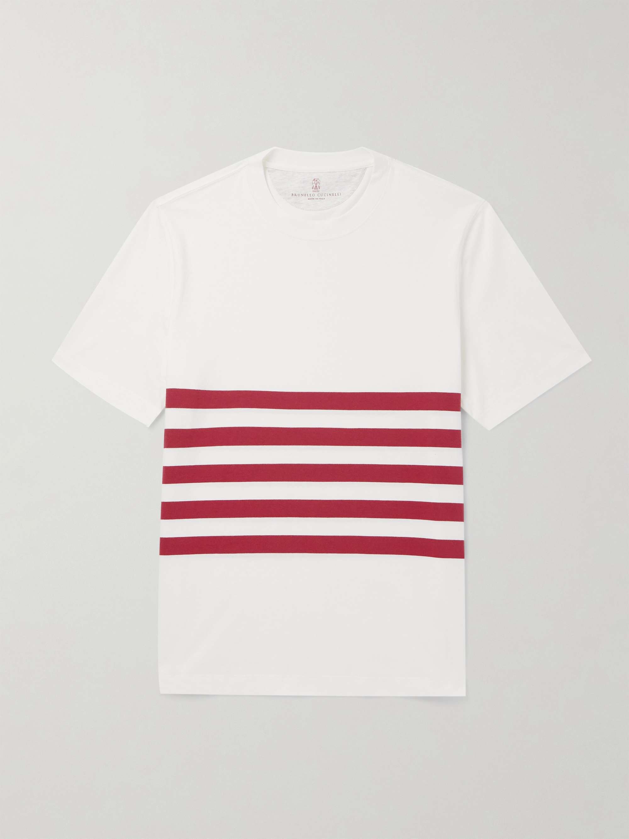 Slim-Fit Striped Cotton-Jersey T-Shirt view