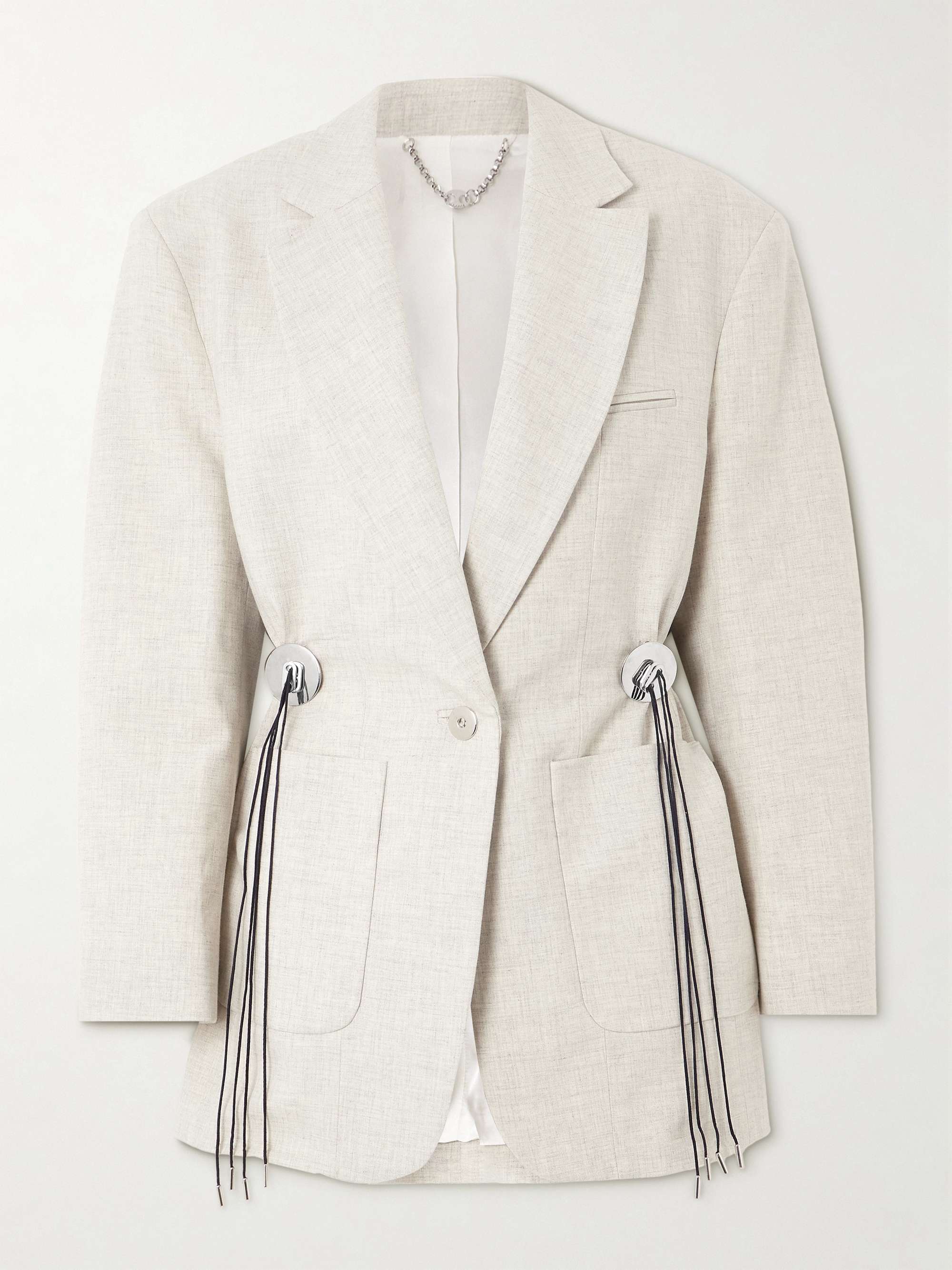 Embellished gathered wool and cotton-blend blazer view
