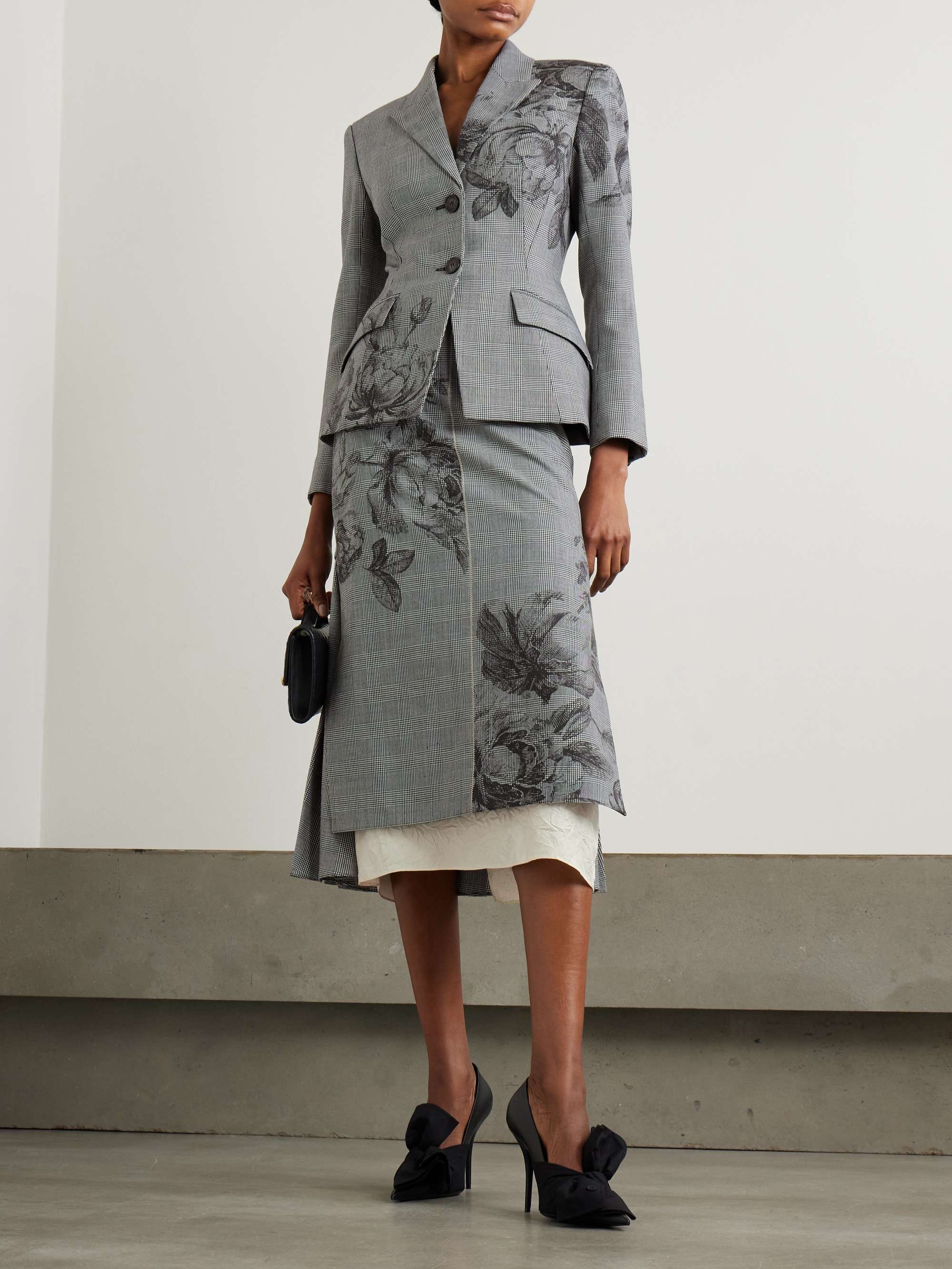Violetta Prince of Wales floral-print woven blazer view