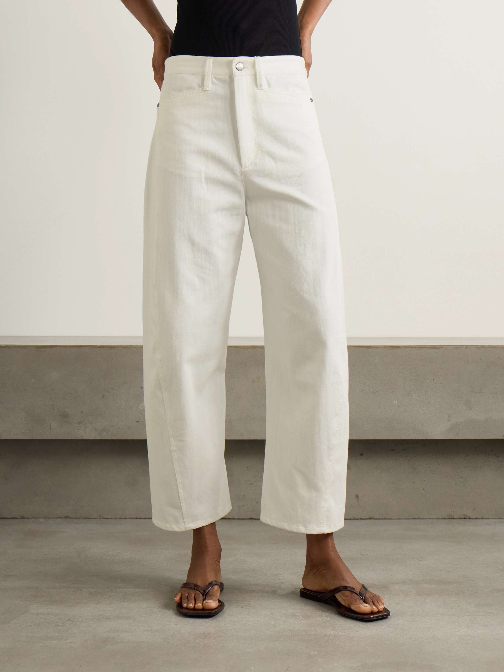 Bow high-rise barrel-leg jeans view