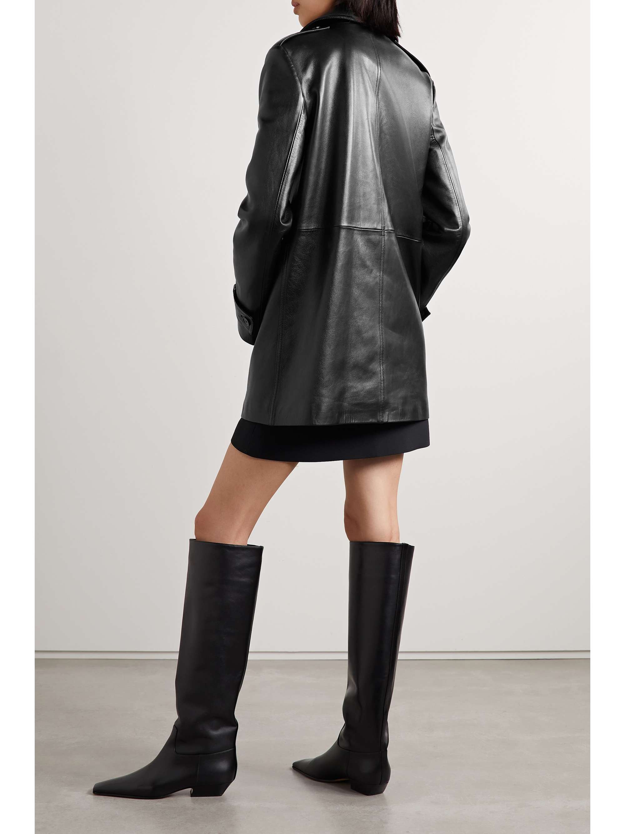 Charlotte double-breasted leather trench coat view