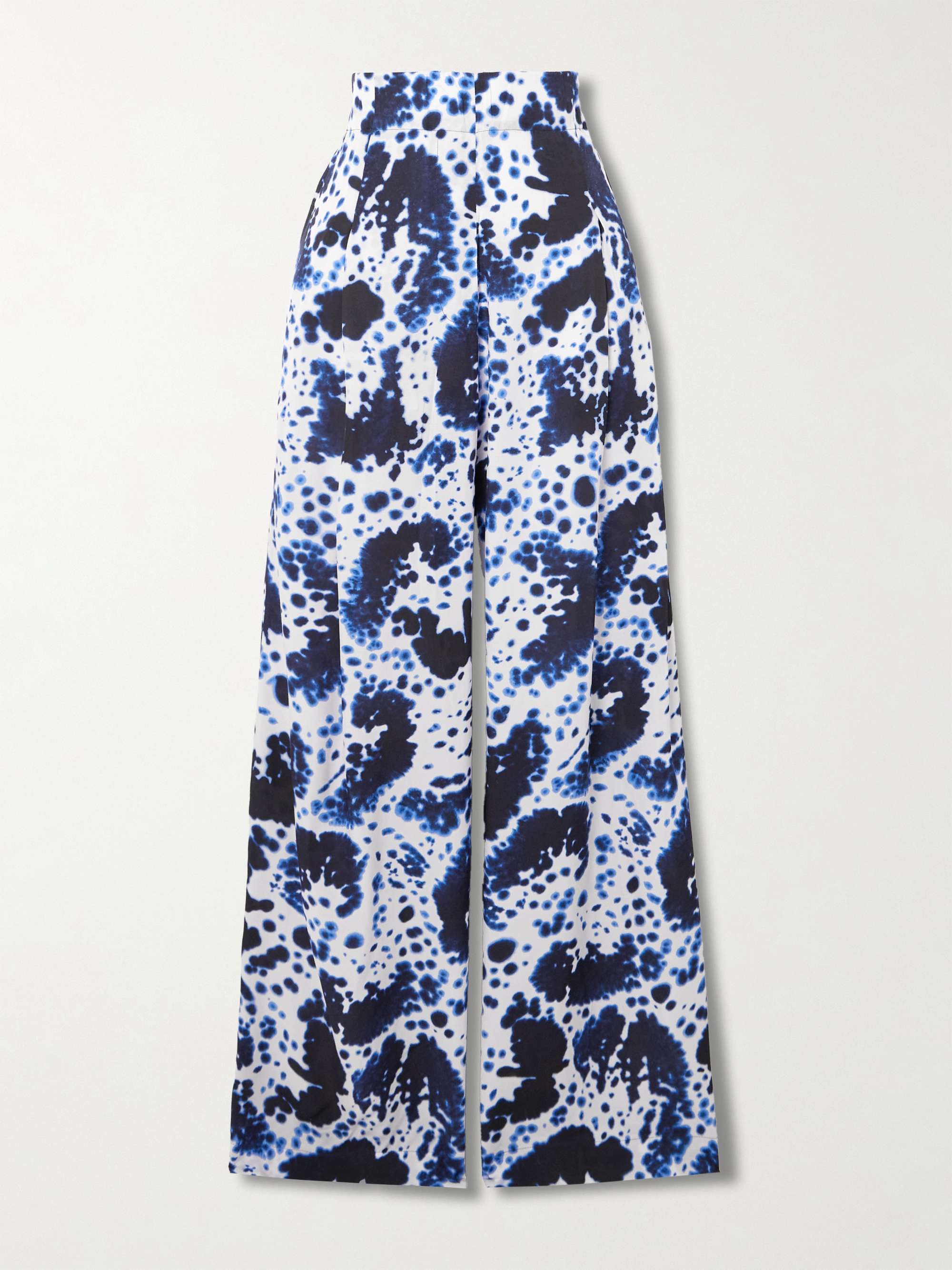 Printed twill wide-leg pants view