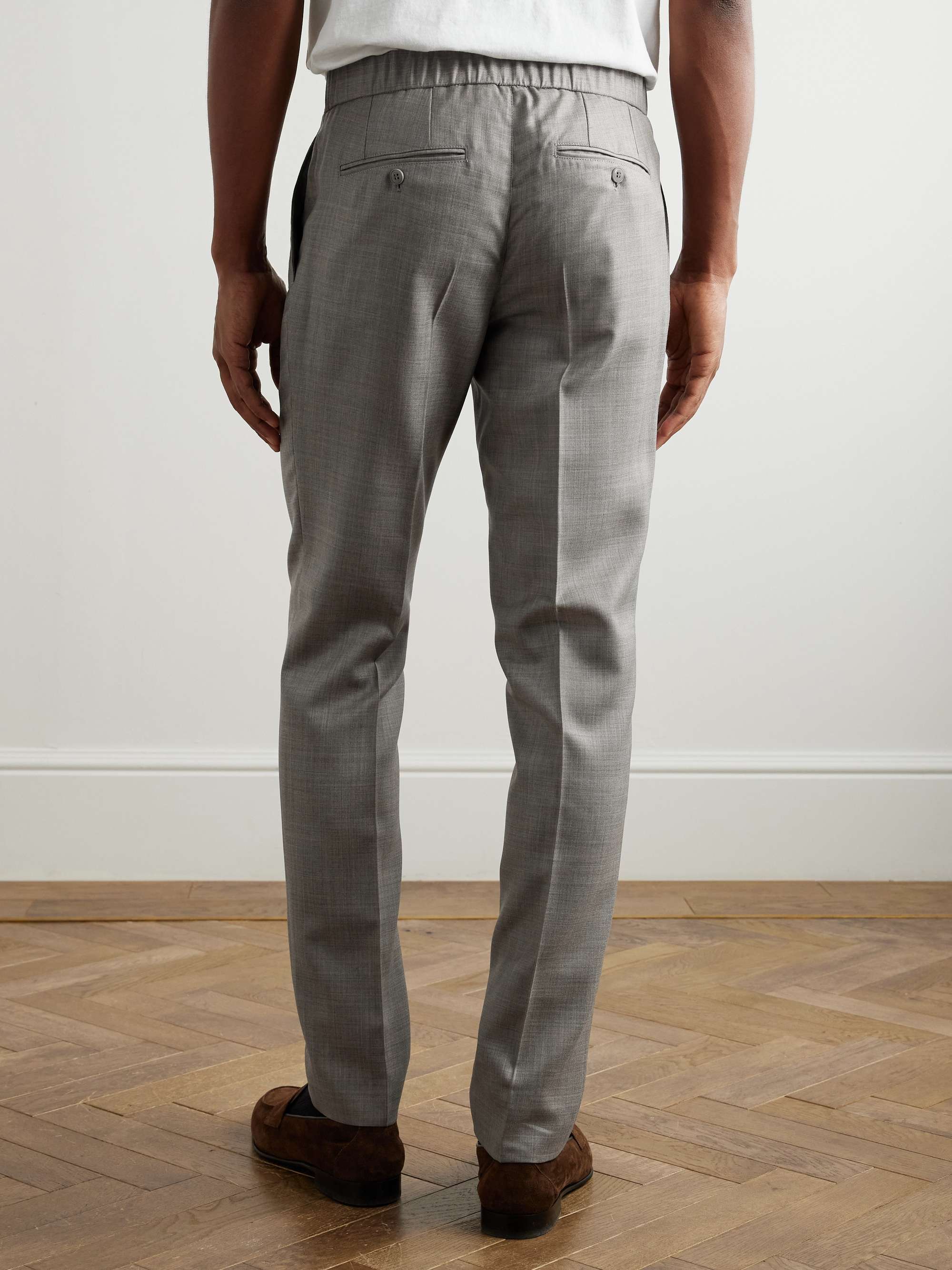 Melbourne Straight-Leg Pleated Wool and Silk-Blend Trousers view