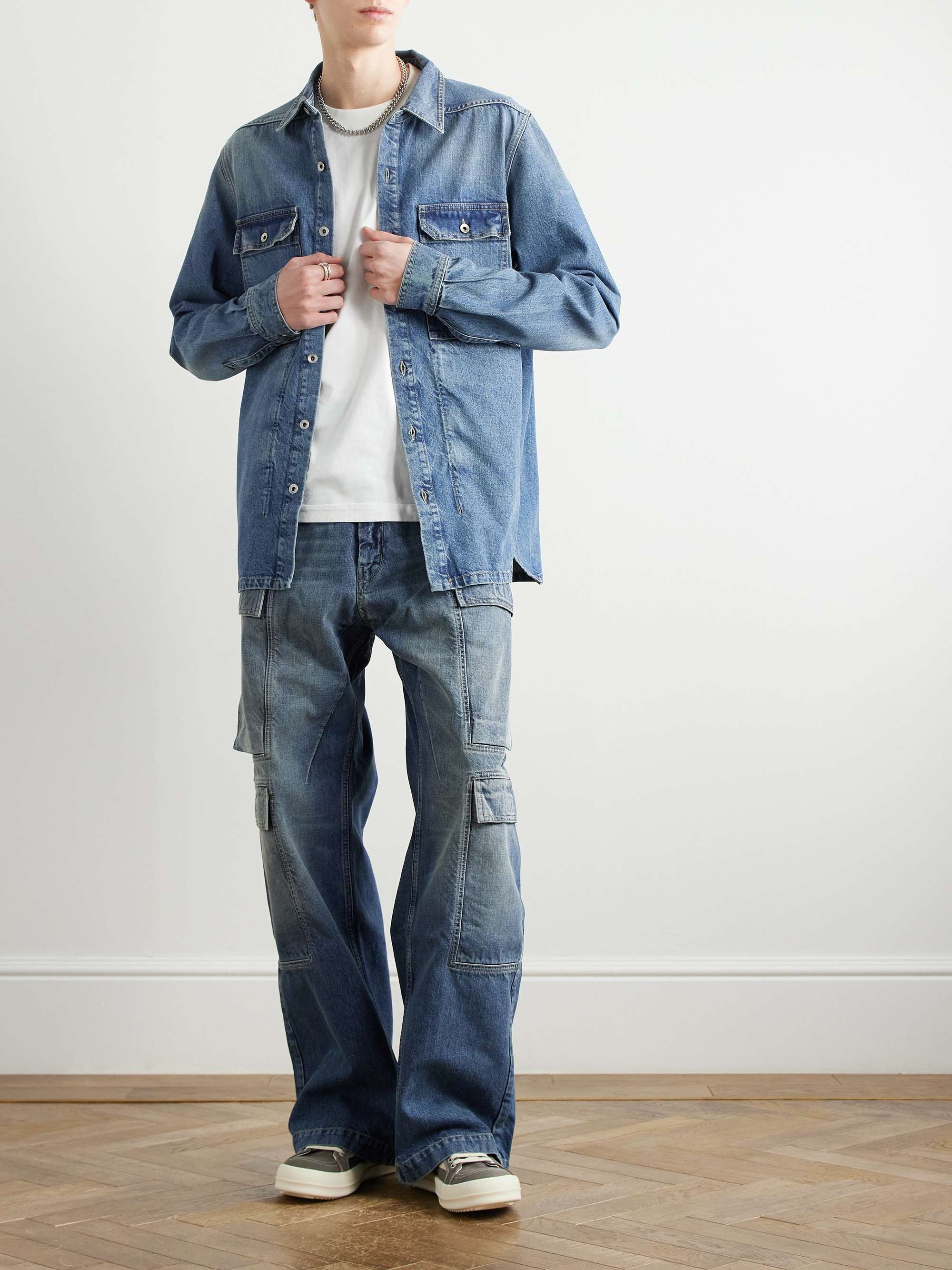 Webbing-Trimmed Denim Overshirt view