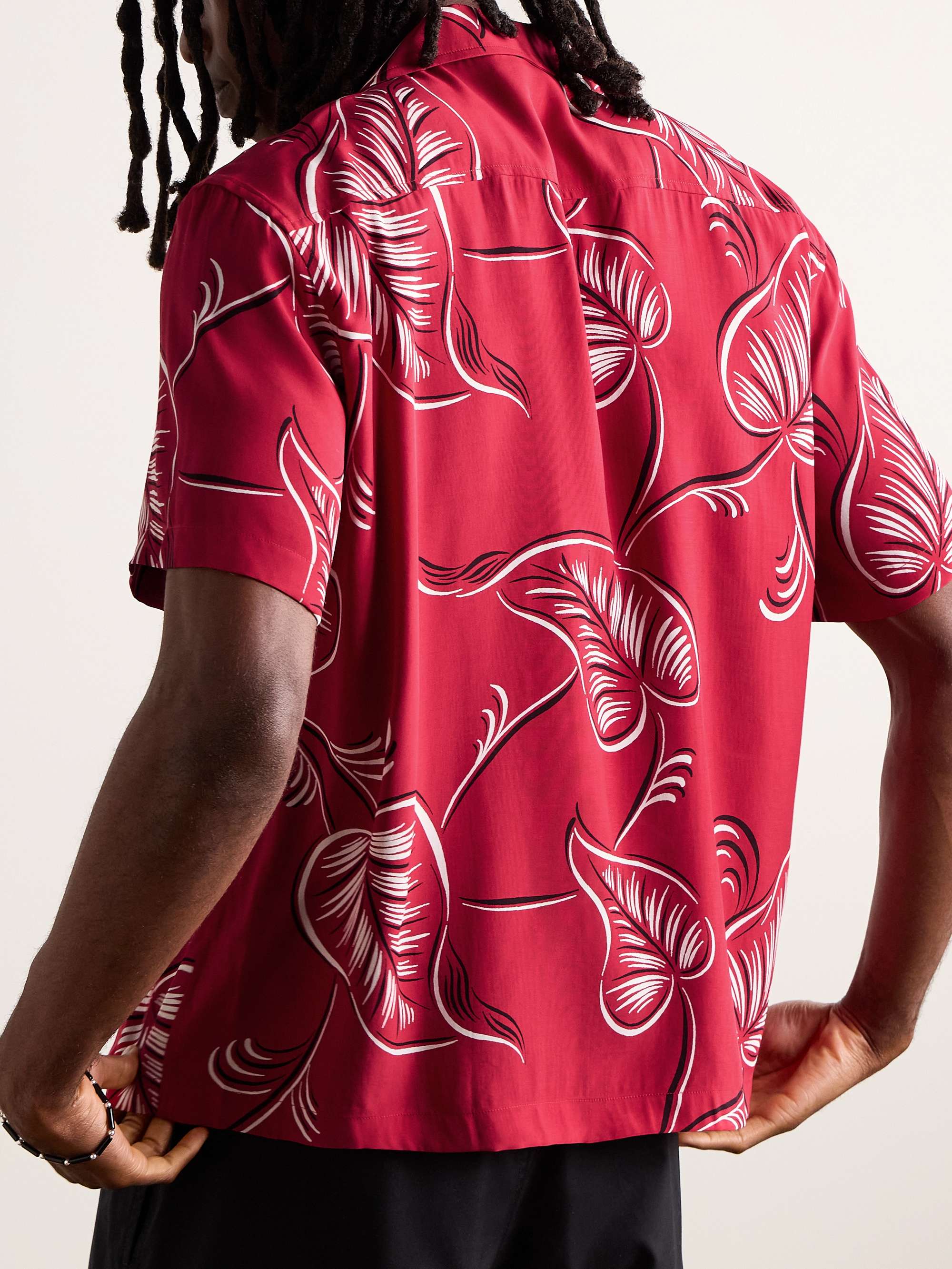 Creeping Begonia Camp-Collar Printed Woven Shirt view