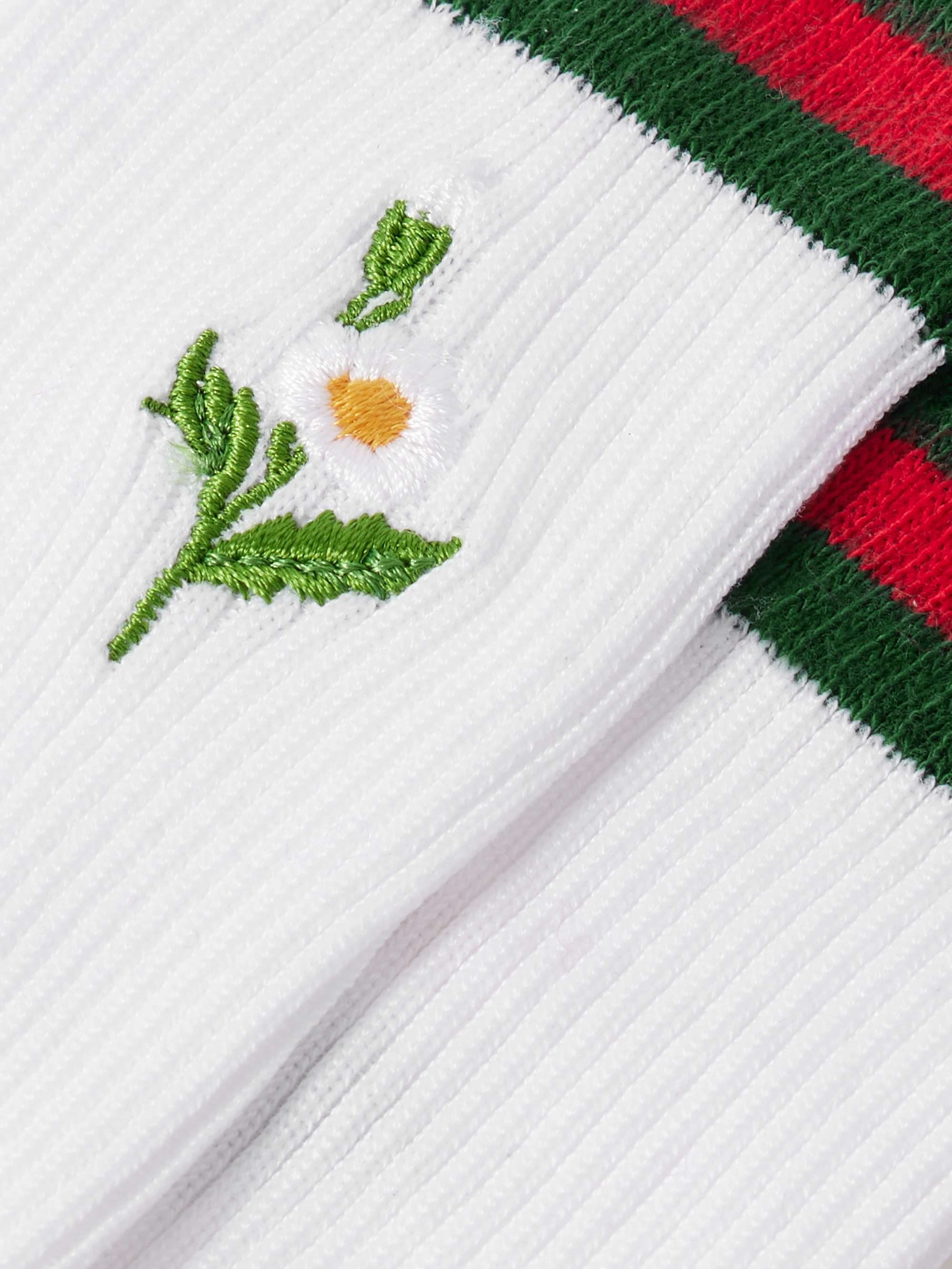 Embroidered striped ribbed cotton-blend socks view