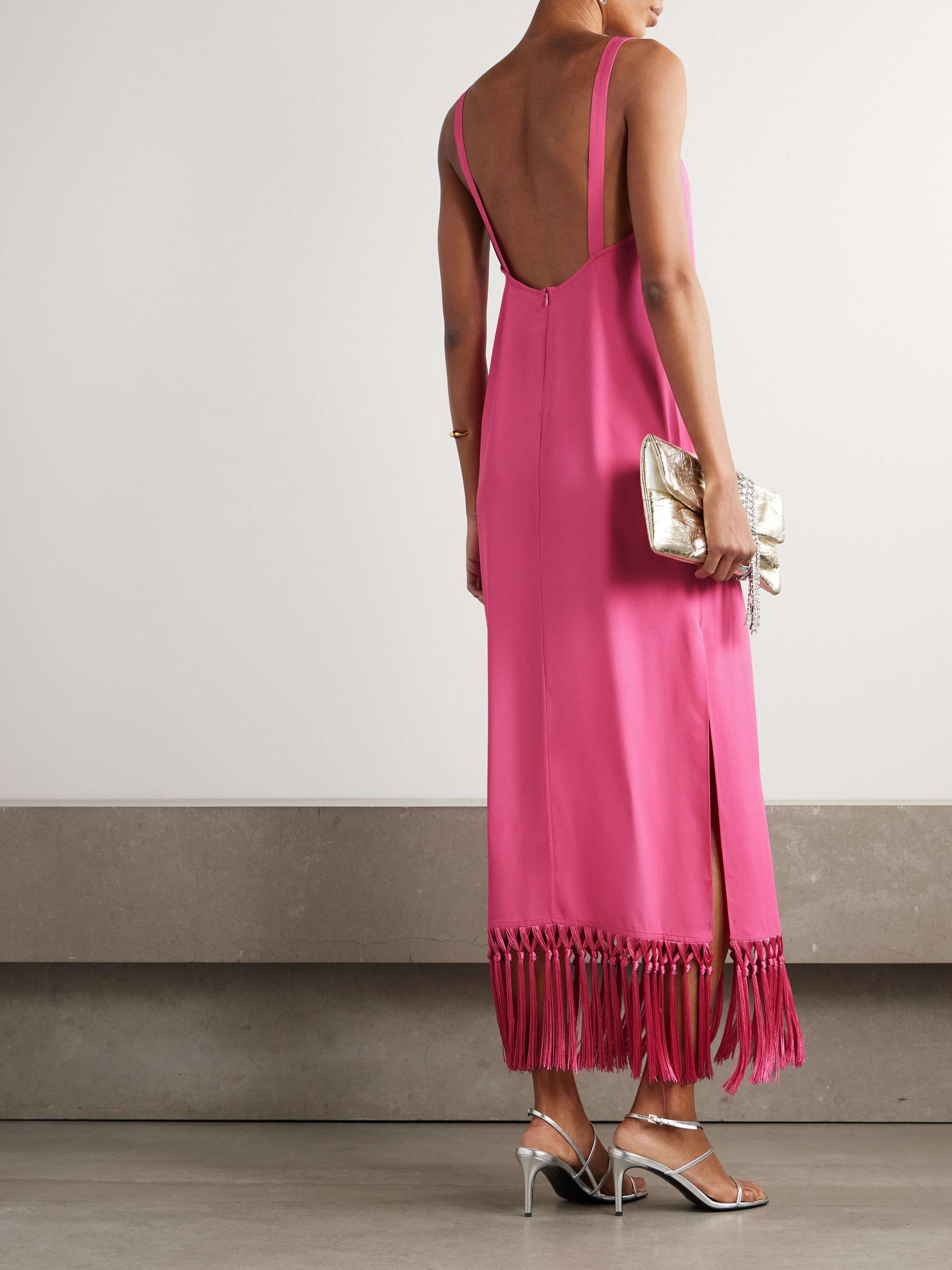 Palermo fringed crepe midi dress view