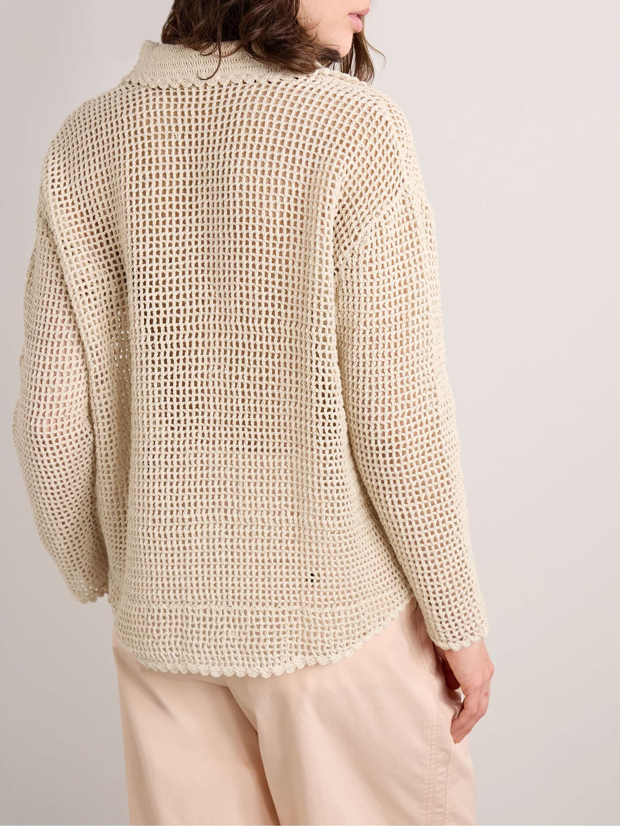 Emery embroidered crocheted cotton shirt view