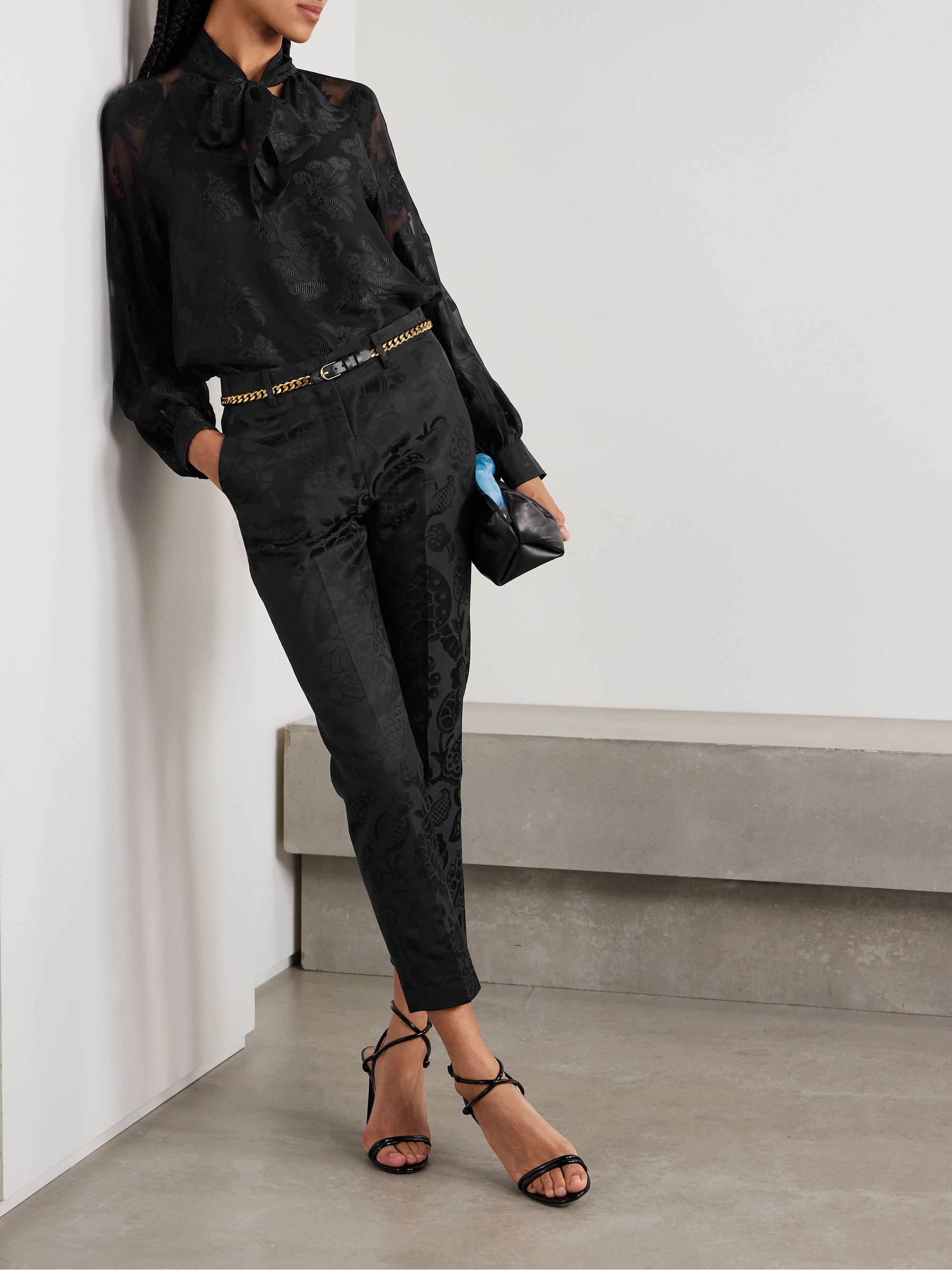 Cotton-blend jacquard tapered pants view
