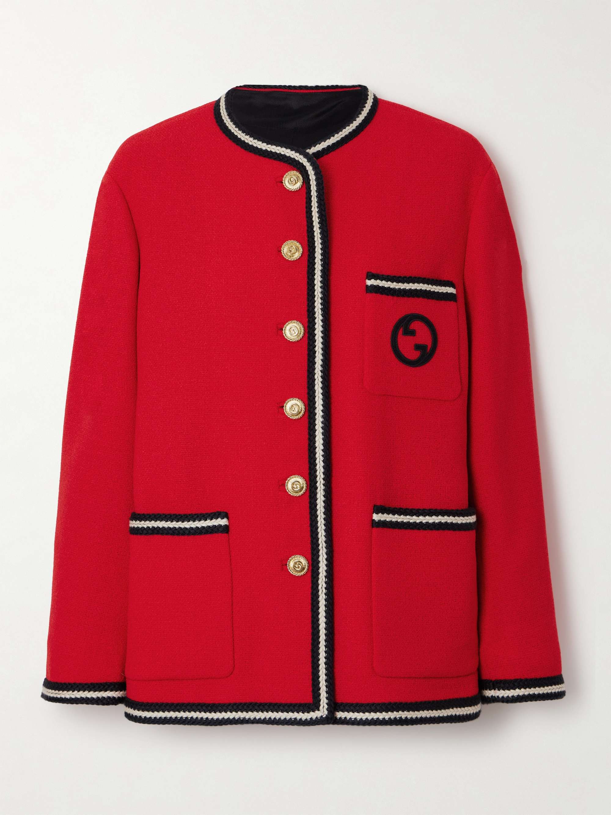 Striped wool-blend tweed jacket view