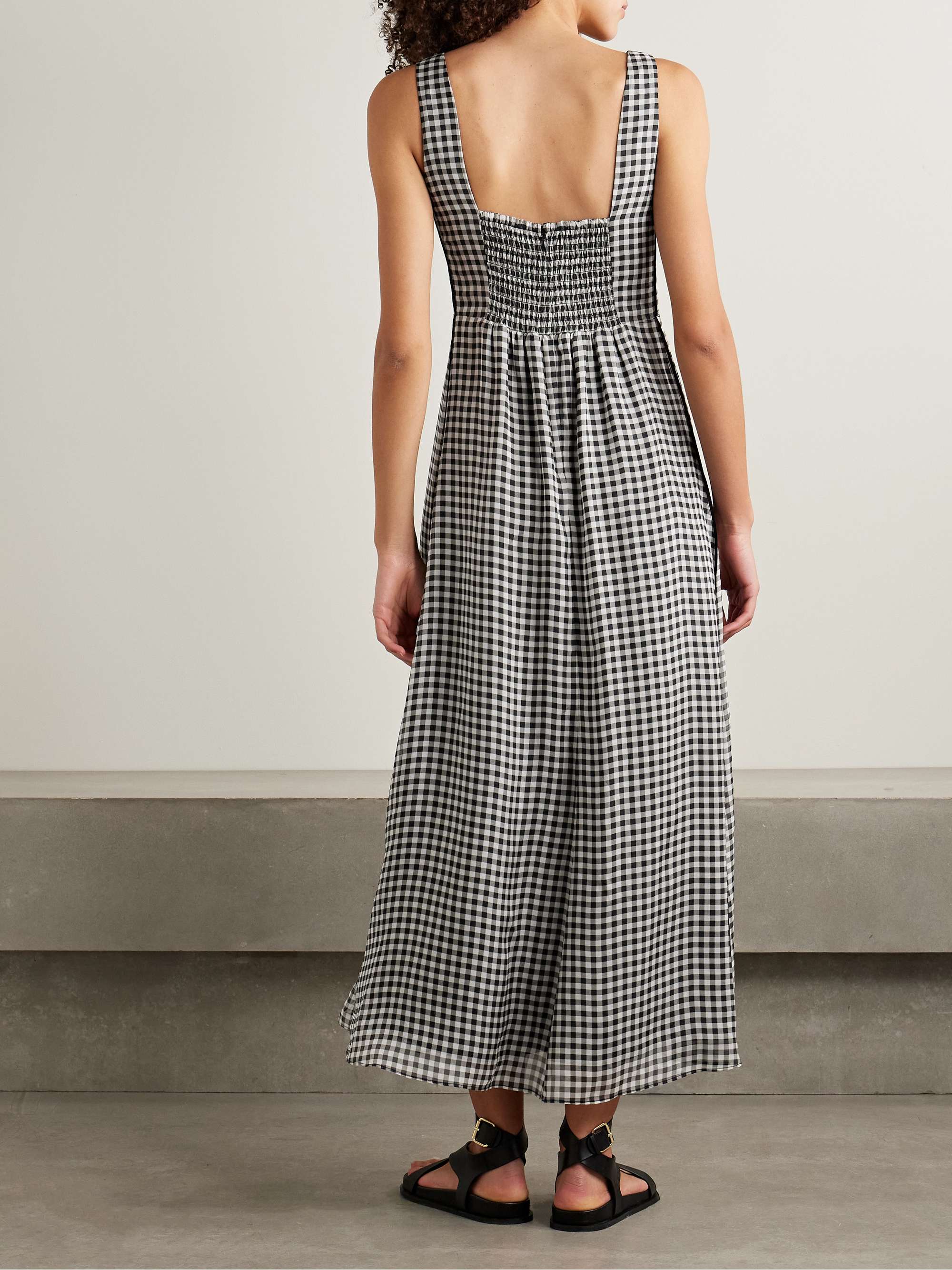 Gingham silk midi dress view