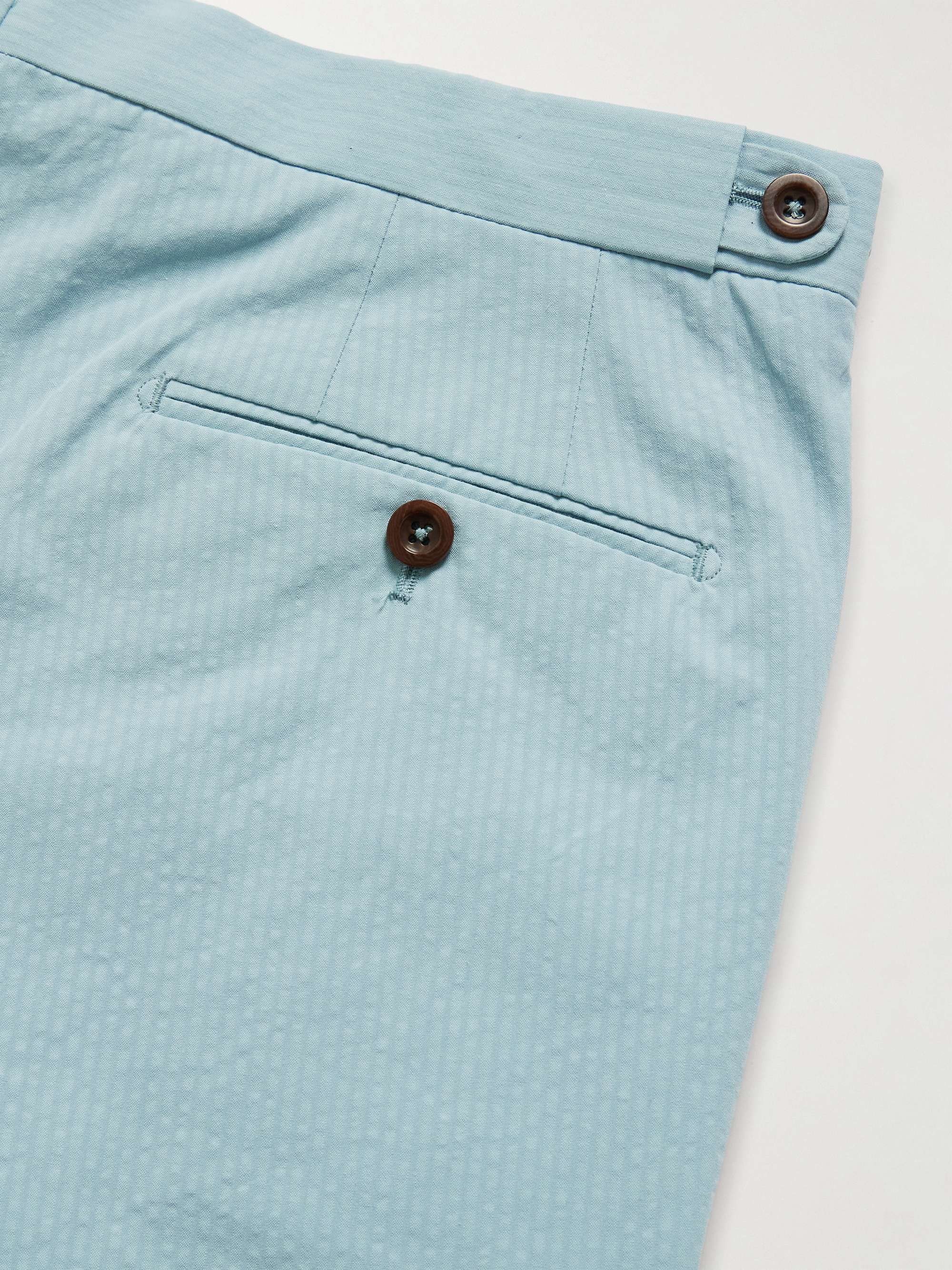Slim-Fit Striped Cotton-Seersucker Shorts view