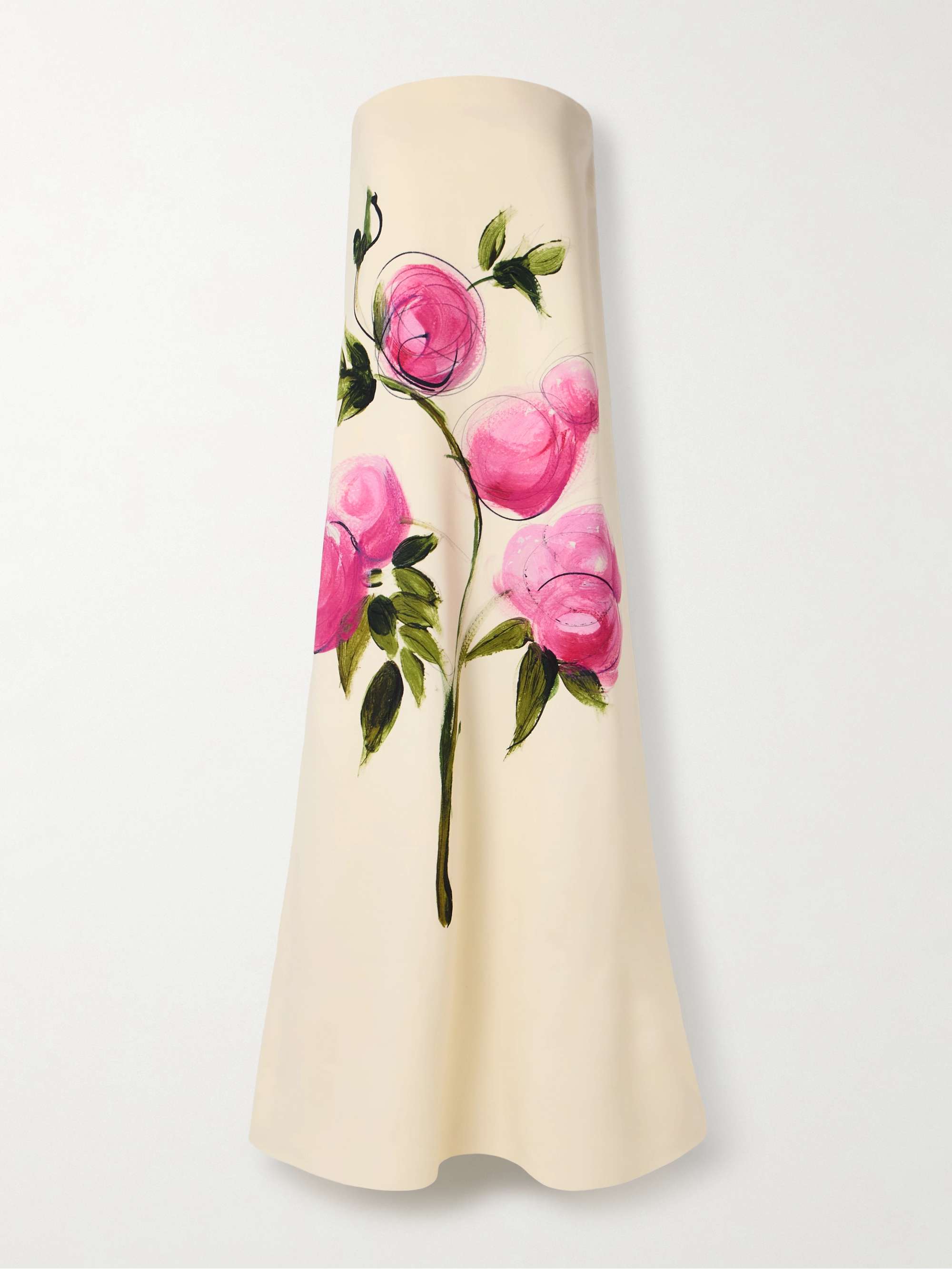 Strapless floral-print wool-blend crepe gown view