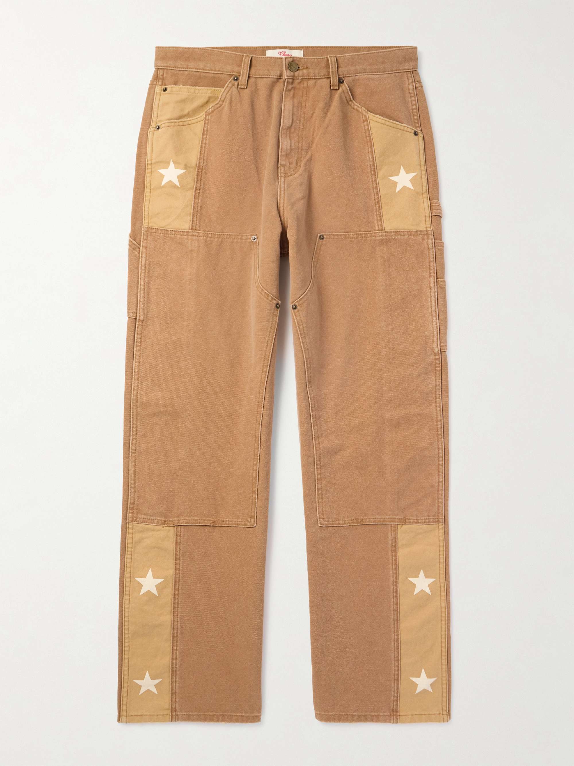 Straight-Leg Panelled Printed Cotton-Canvas Trousers view