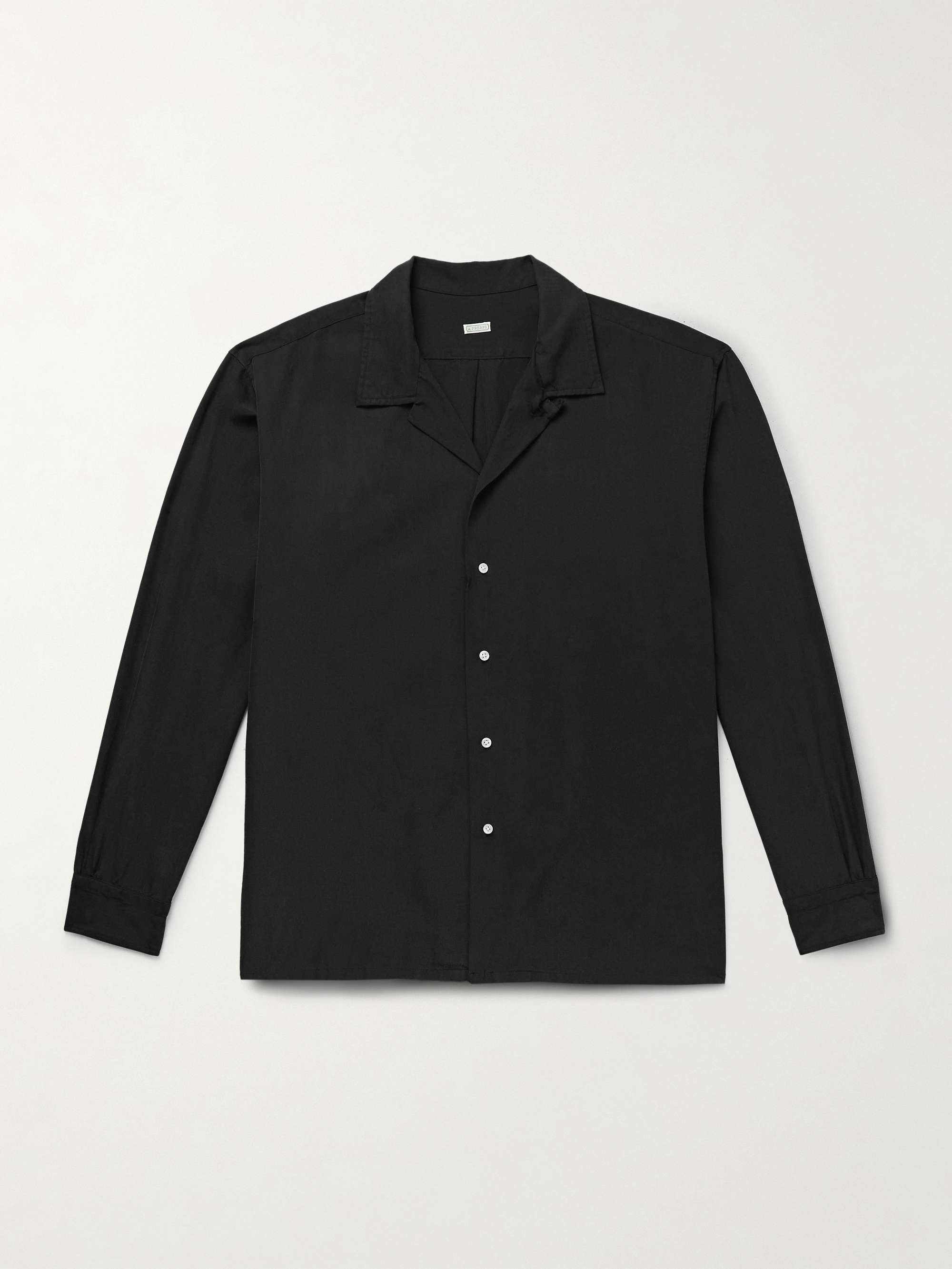 Convertible-Collar Silk and Cotton-Blend Shirt view