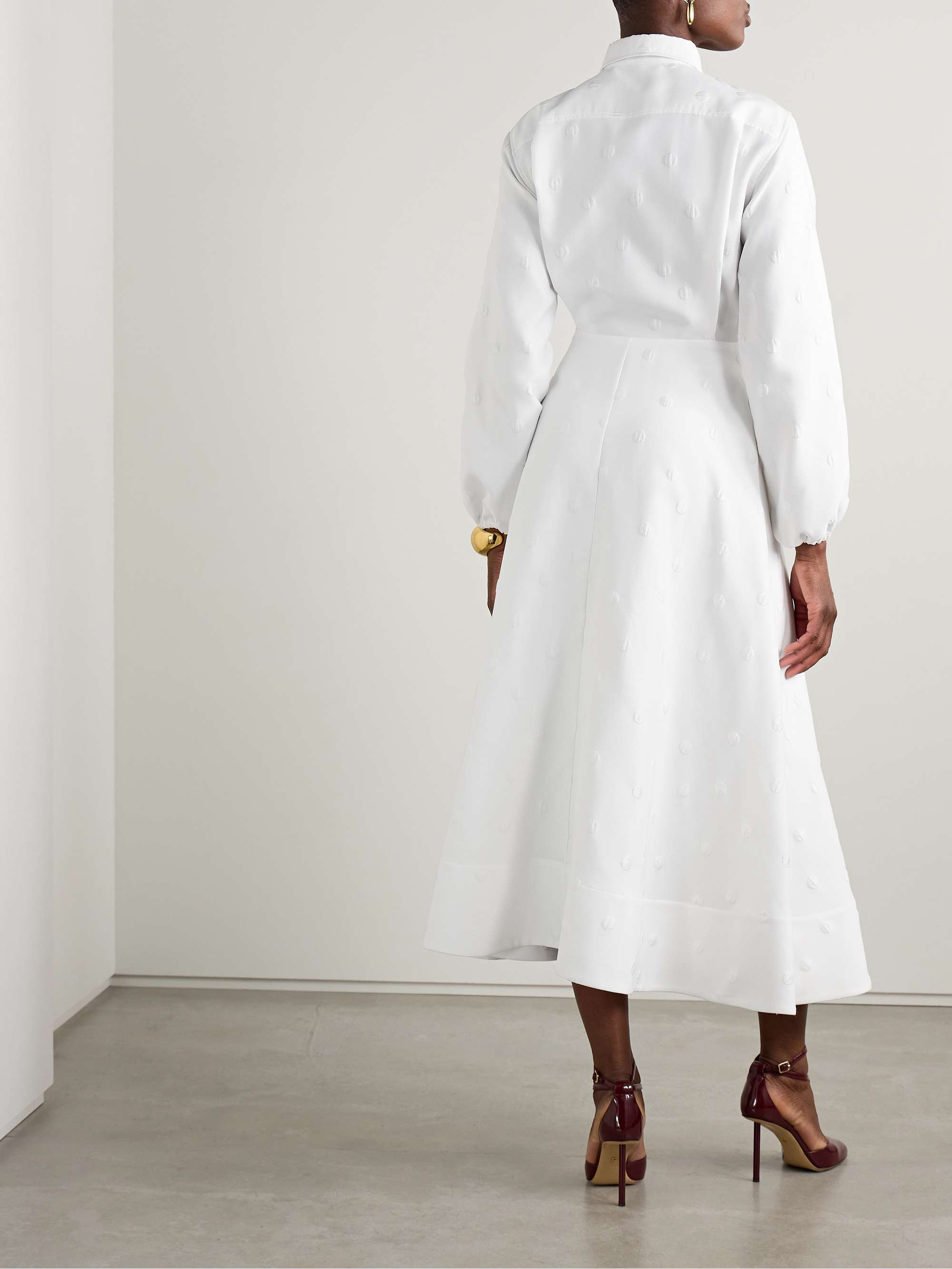 The Maggie polka-dot jacquard midi shirt dress view