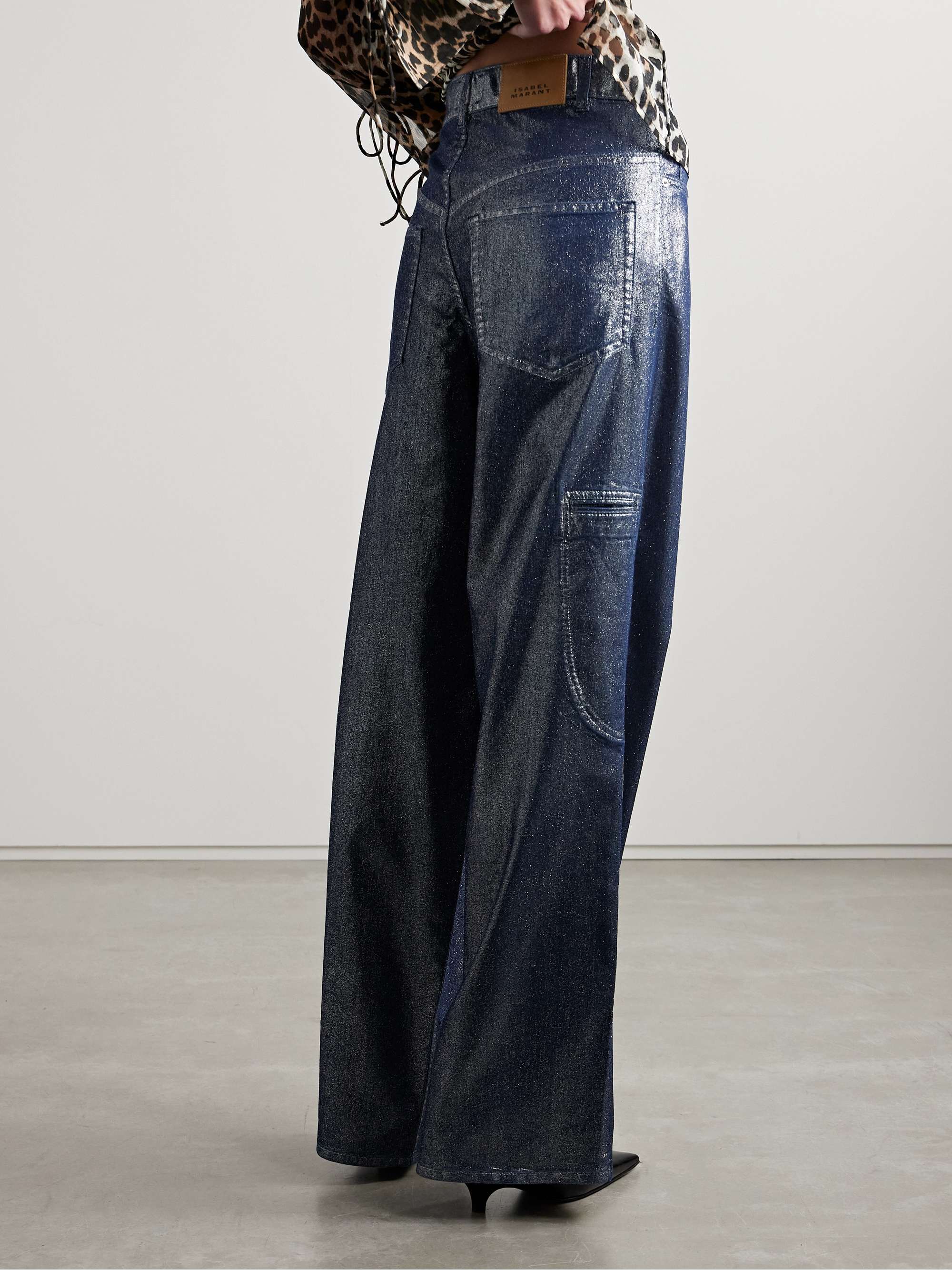 Cover metallic high-rise wide-leg cargo jeans view