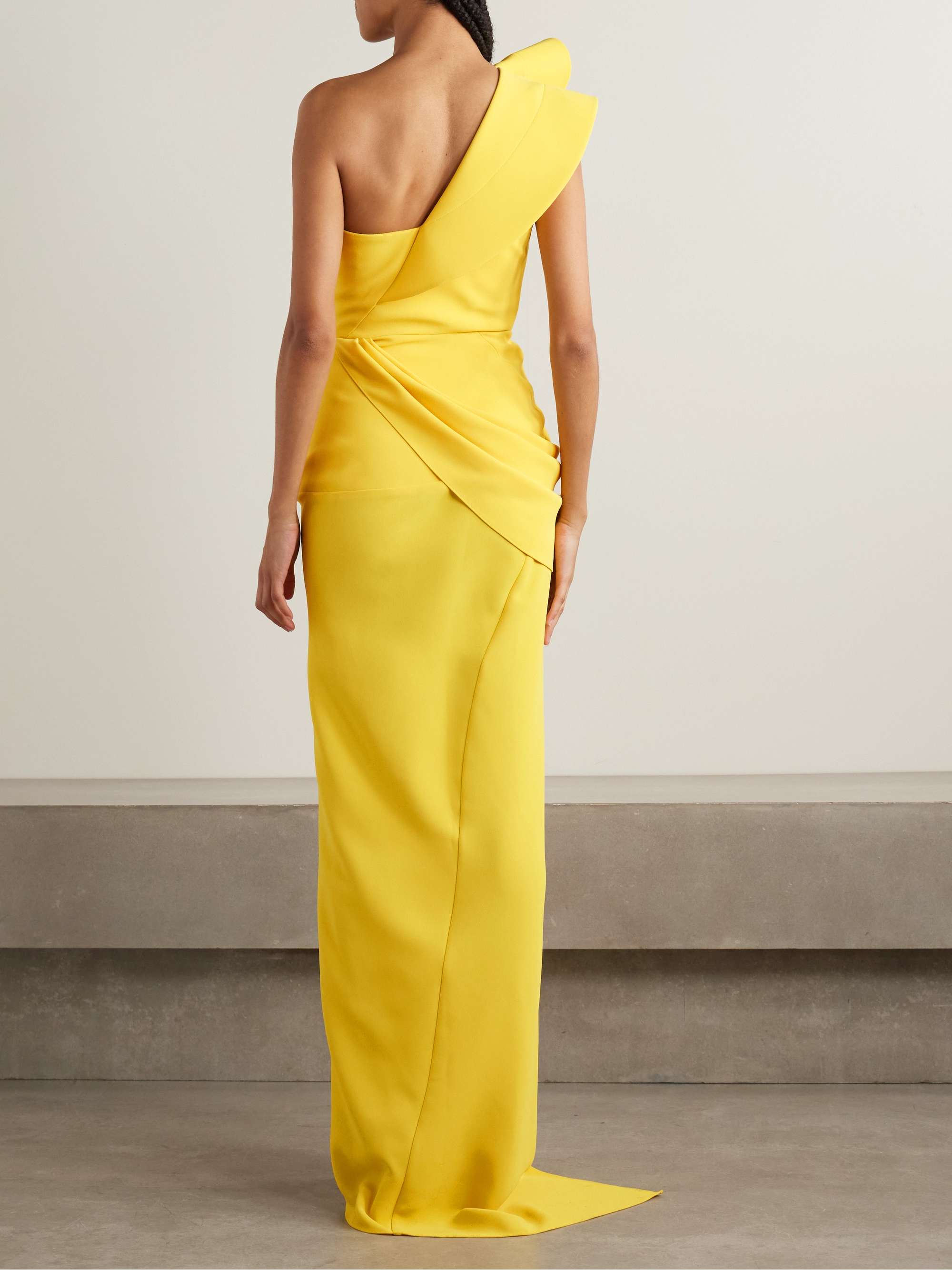 Salyut Wave one-shoulder draped crepe gown view