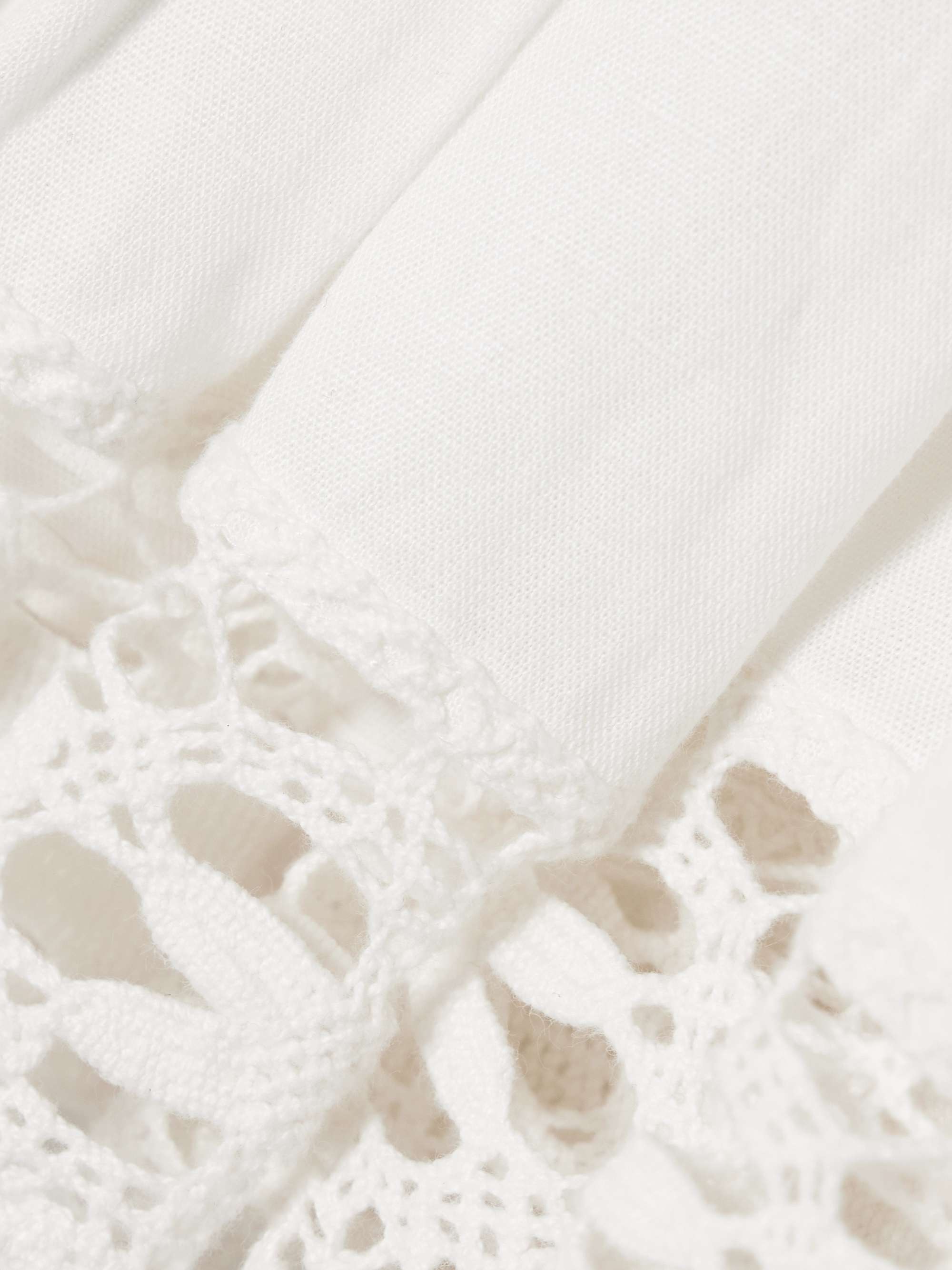 Violana pleated lace-trimmed linen and cotton-blend mini skirt view