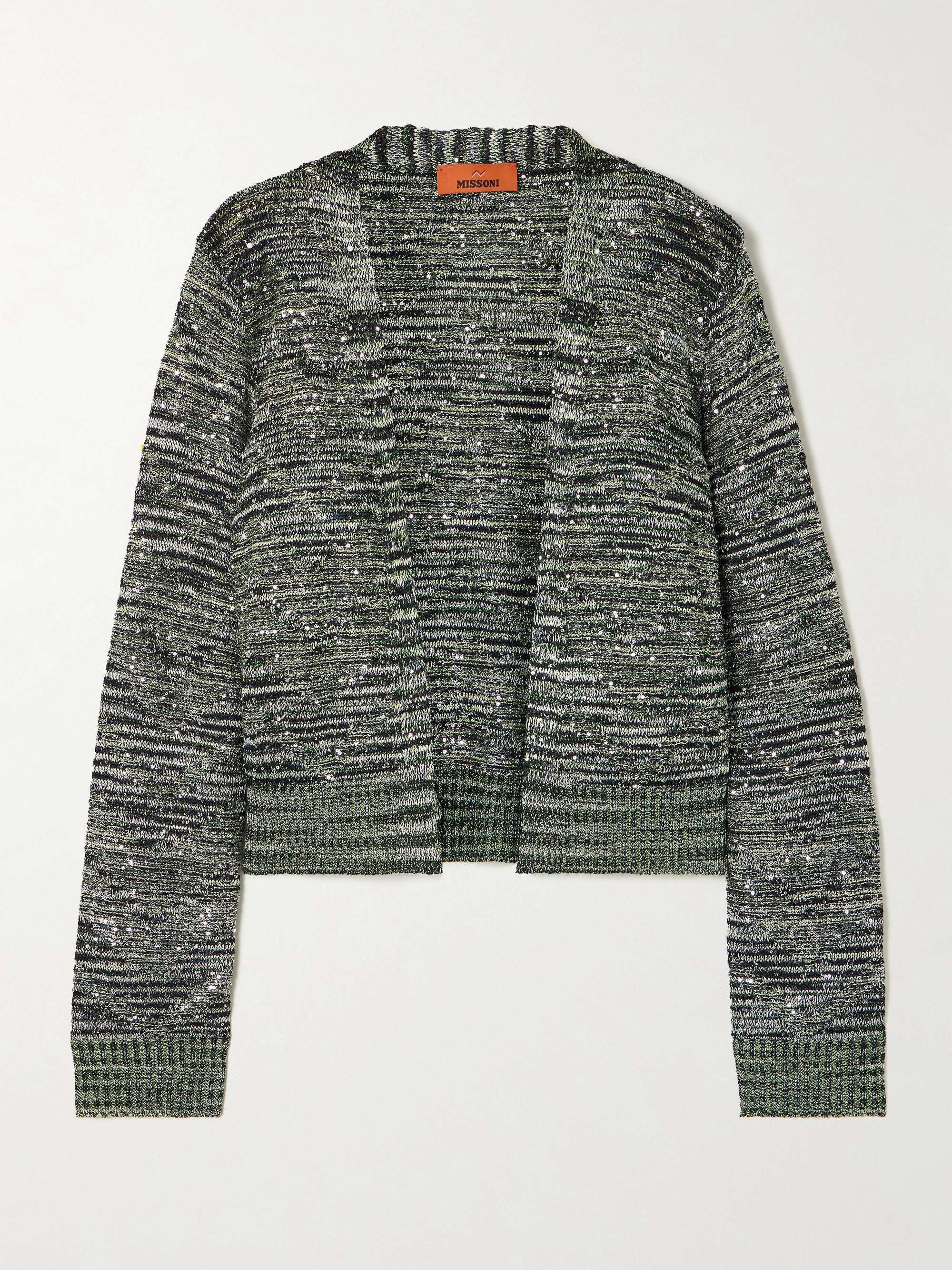 Cropped sequin-embellished crochet-knit cardigan view