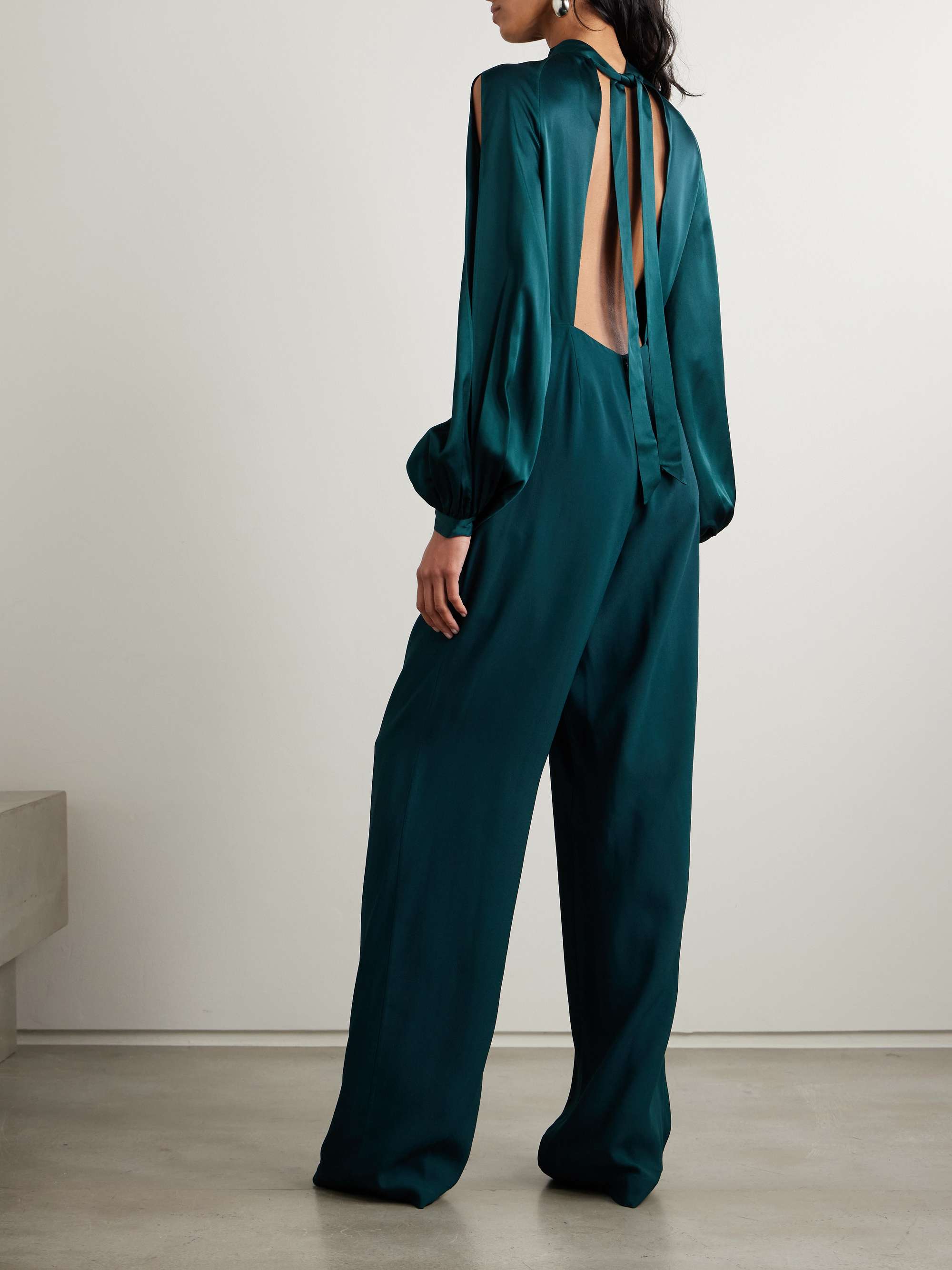 Huston cutout silk-satin and crepe jumpsuit view