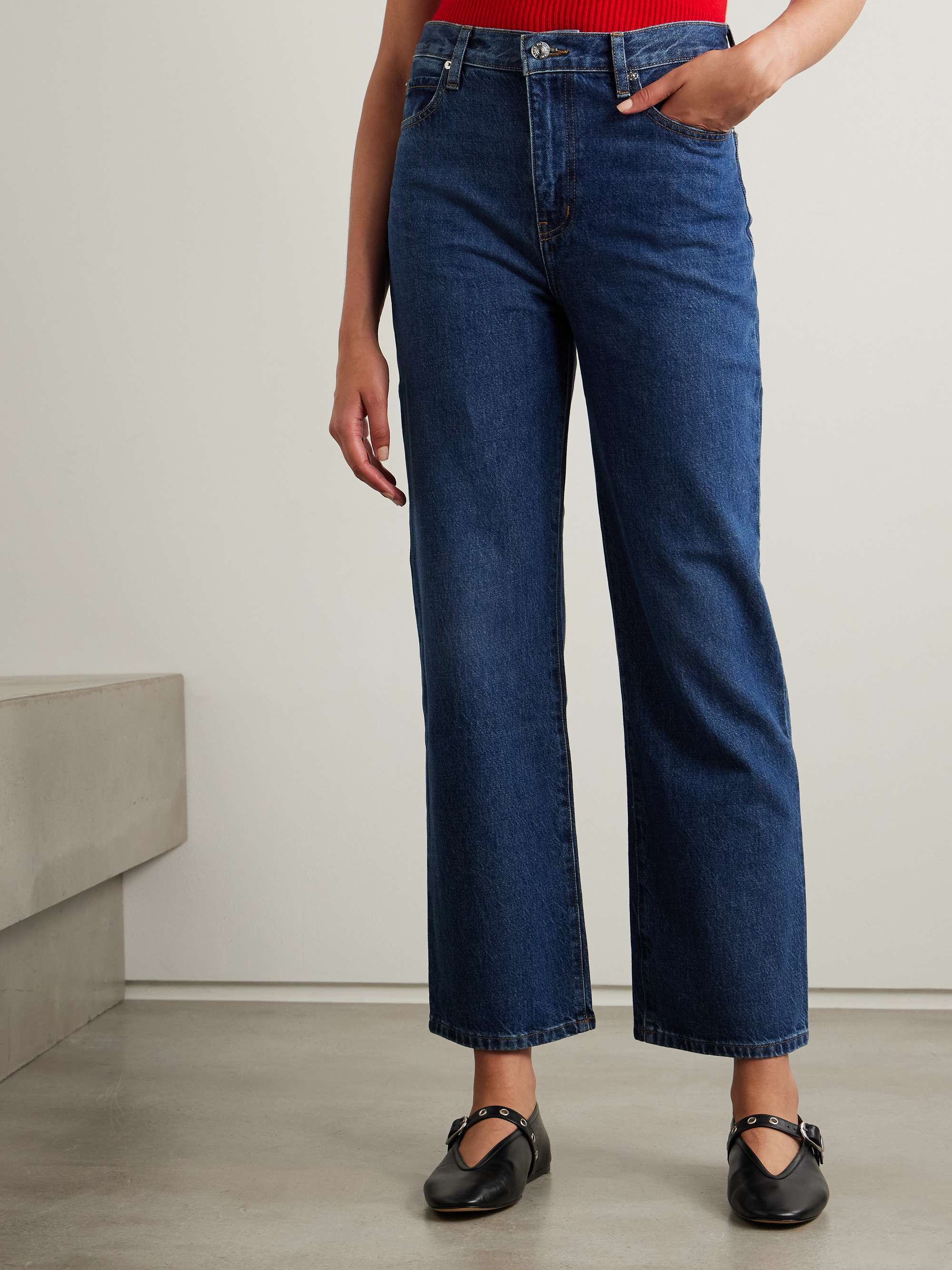 + NET SUSTAIN Le Jane Ankle cropped high-rise straight-leg organic jeans view