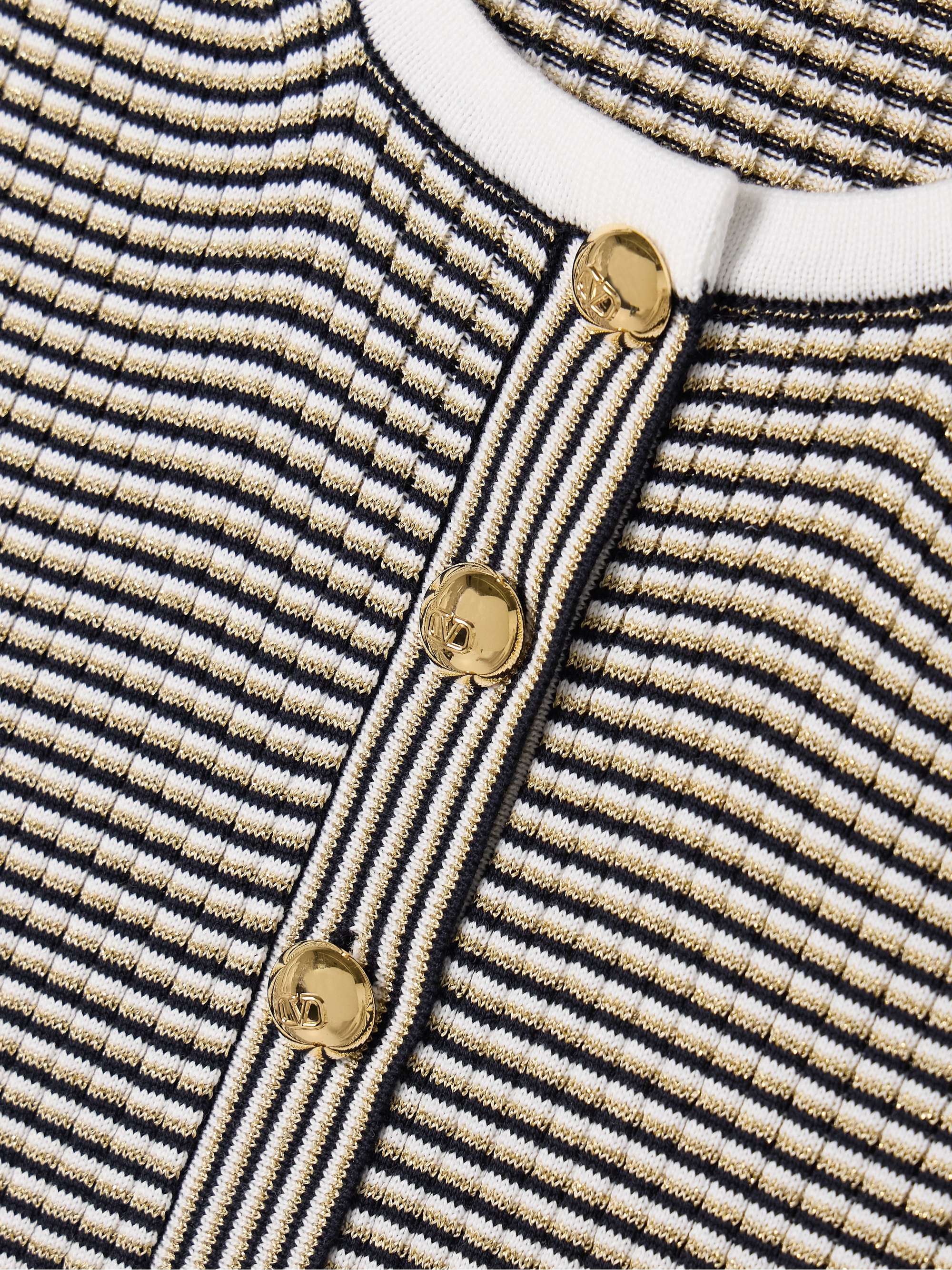 Cropped metallic striped ribbed cotton-blend top view