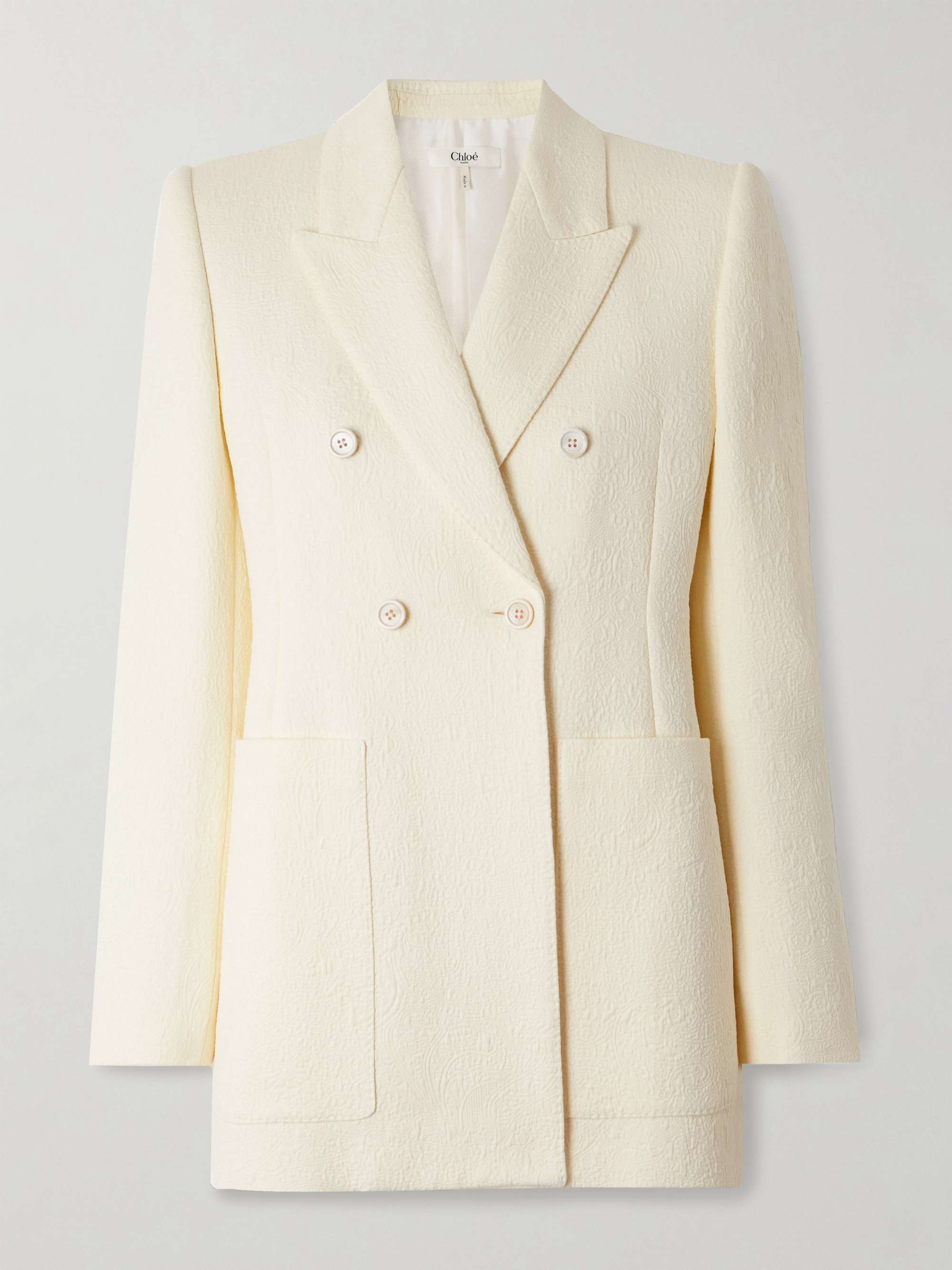 Double-breasted quilted cotton-blend jacquard blazer view