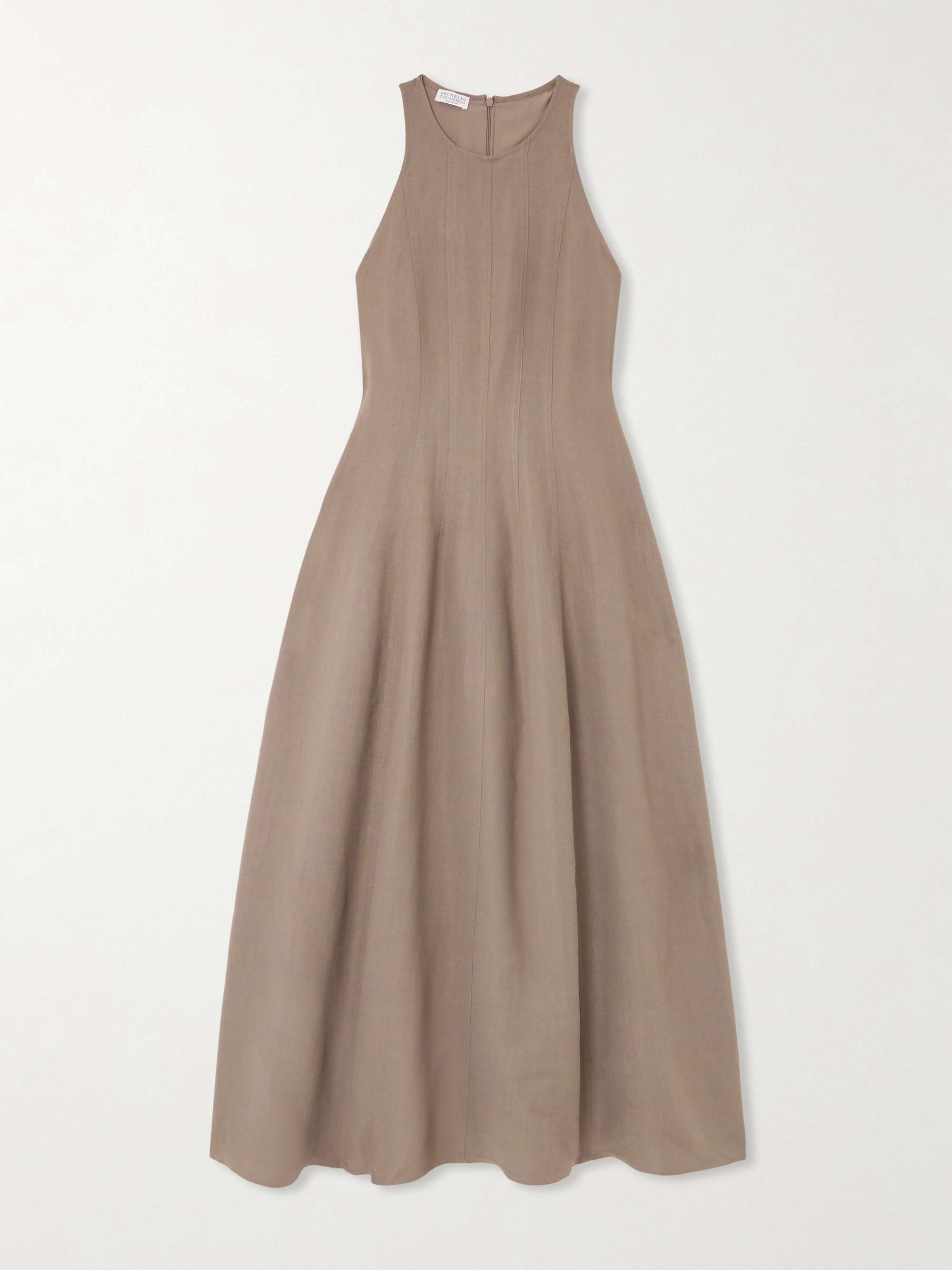Paneled twill midi dress view