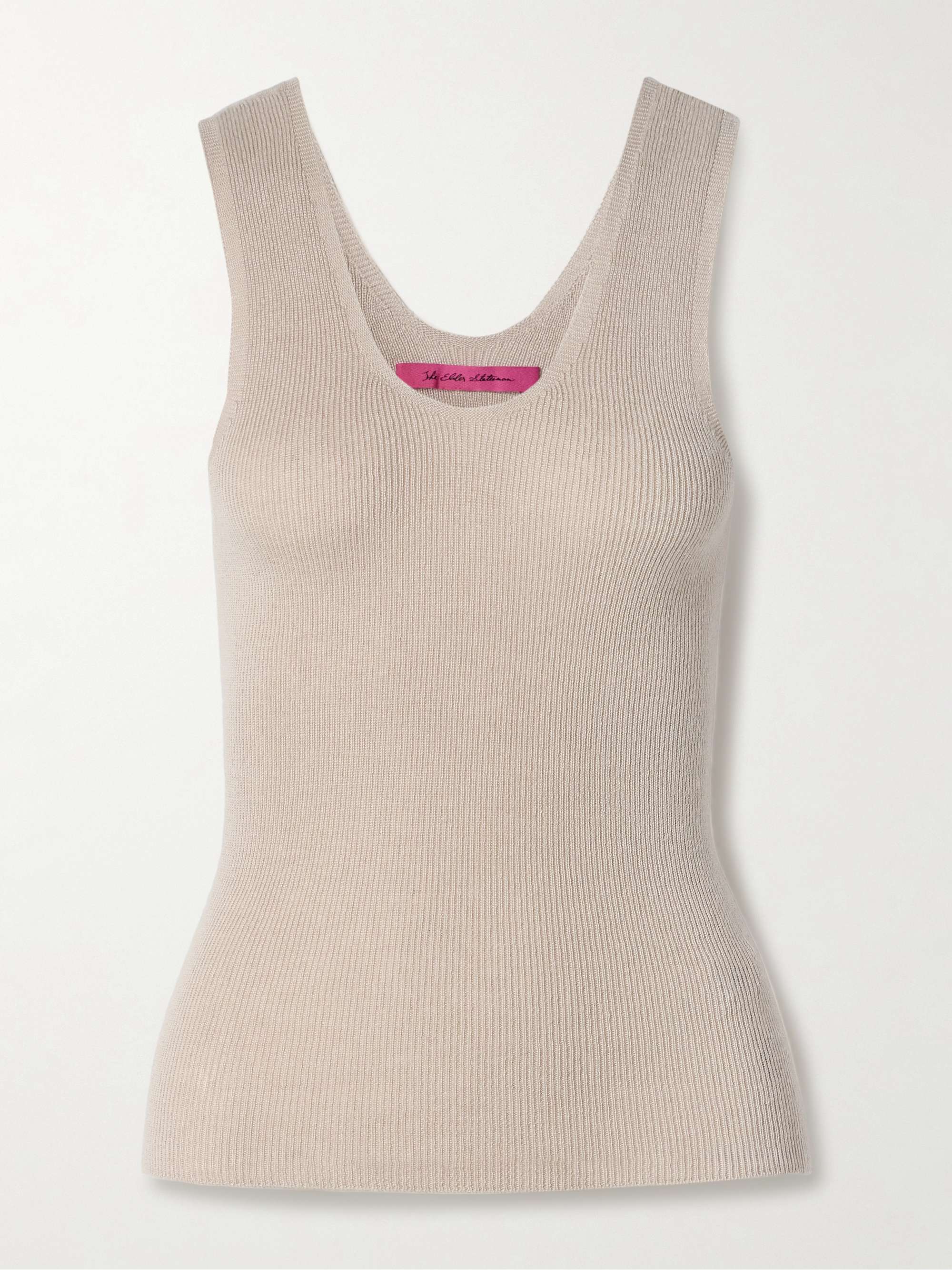 Delicash ribbed cashmere and silk-blend tank view