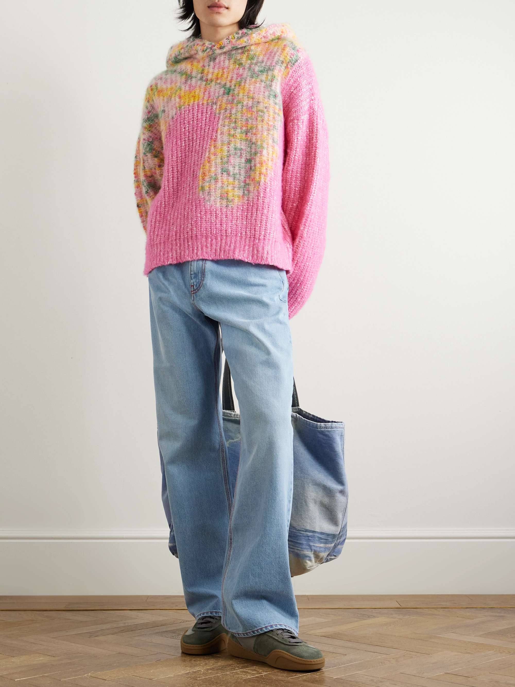 Swirl Oversized Logo-Embroidered Ribbed-Knit Hooded Sweater view
