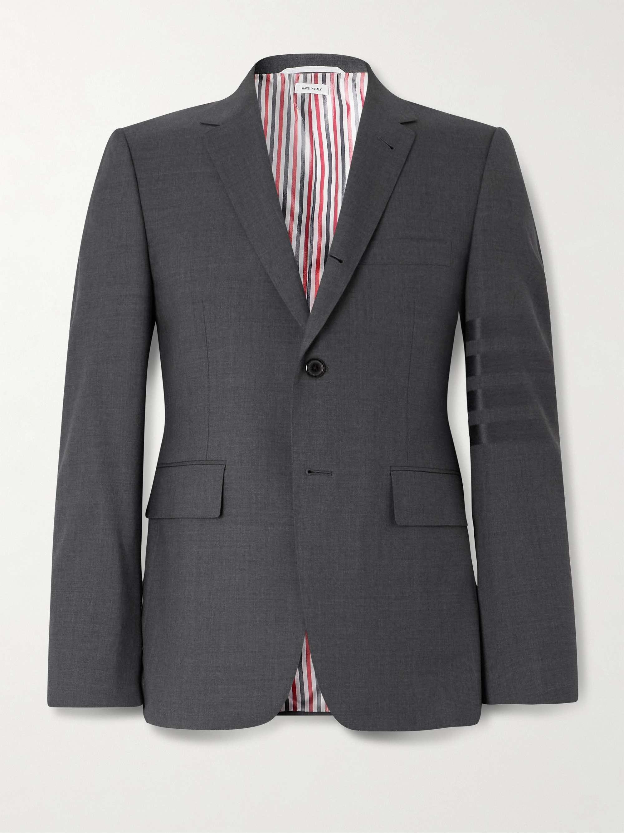 Grey Slim-Fit Striped Wool Suit Jacket view