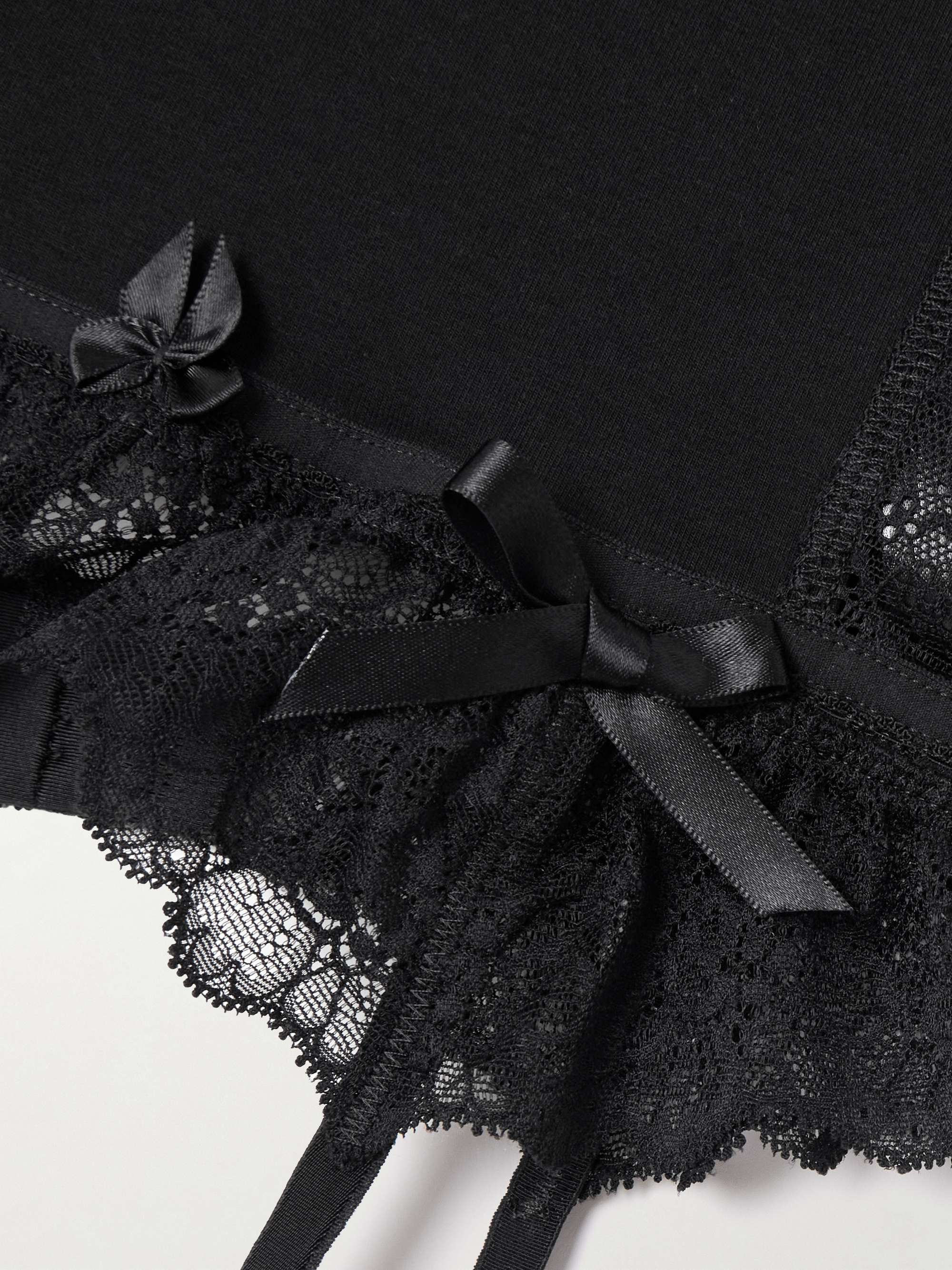 Cropped jersey and tulle-trimmed lace top view