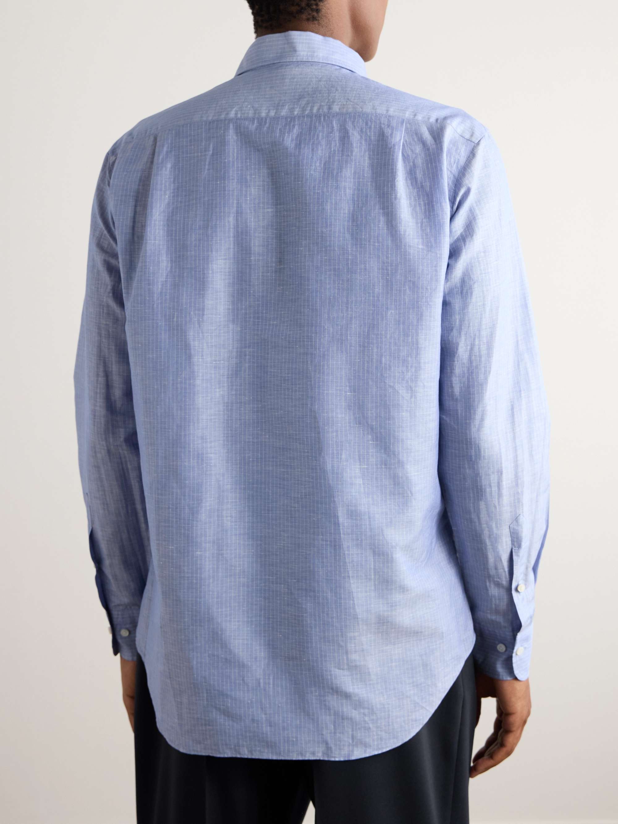 André Striped Slub Linen and Cotton-Blend Shirt view