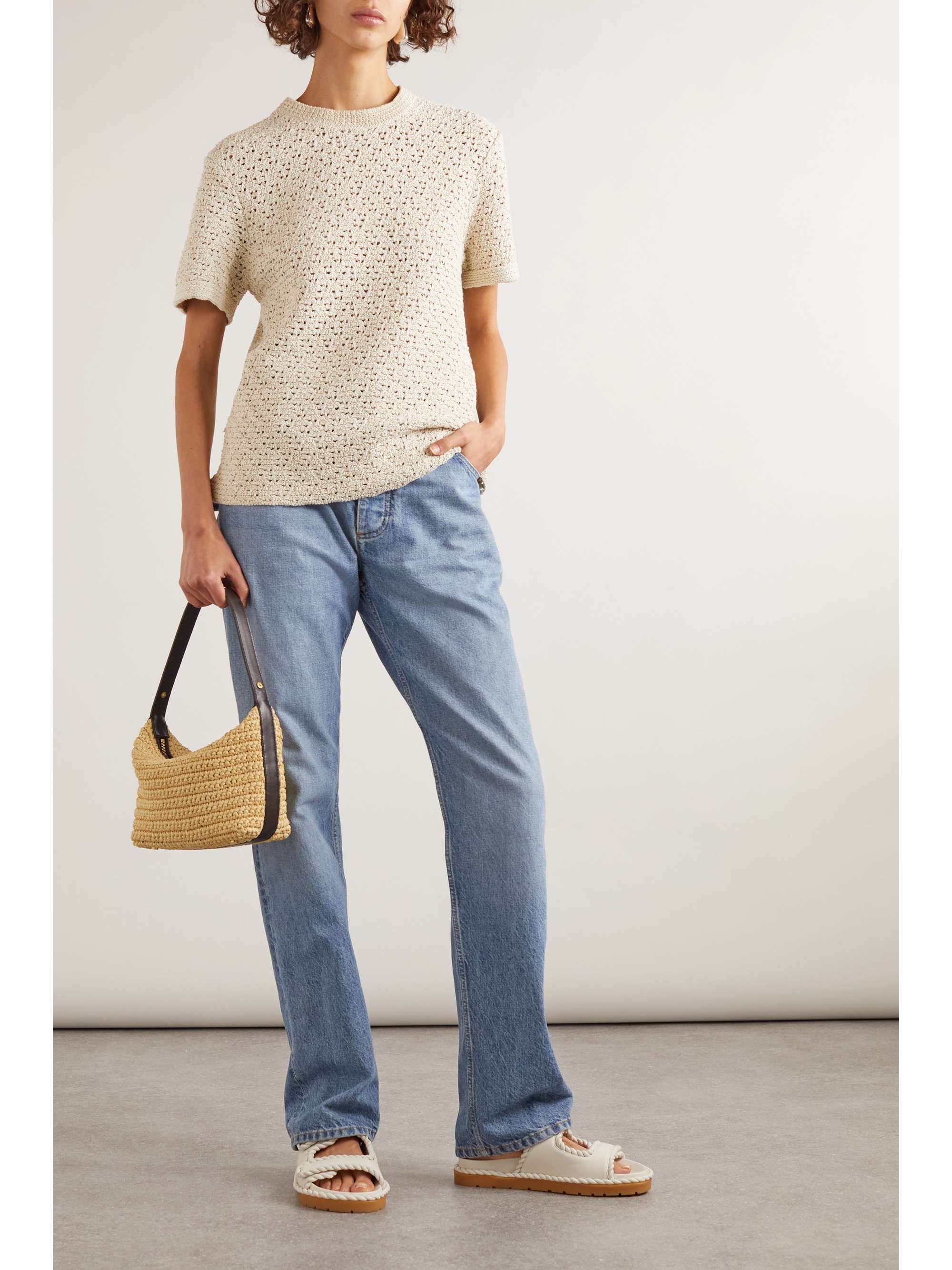 Crochet-knit cotton T-shirt view