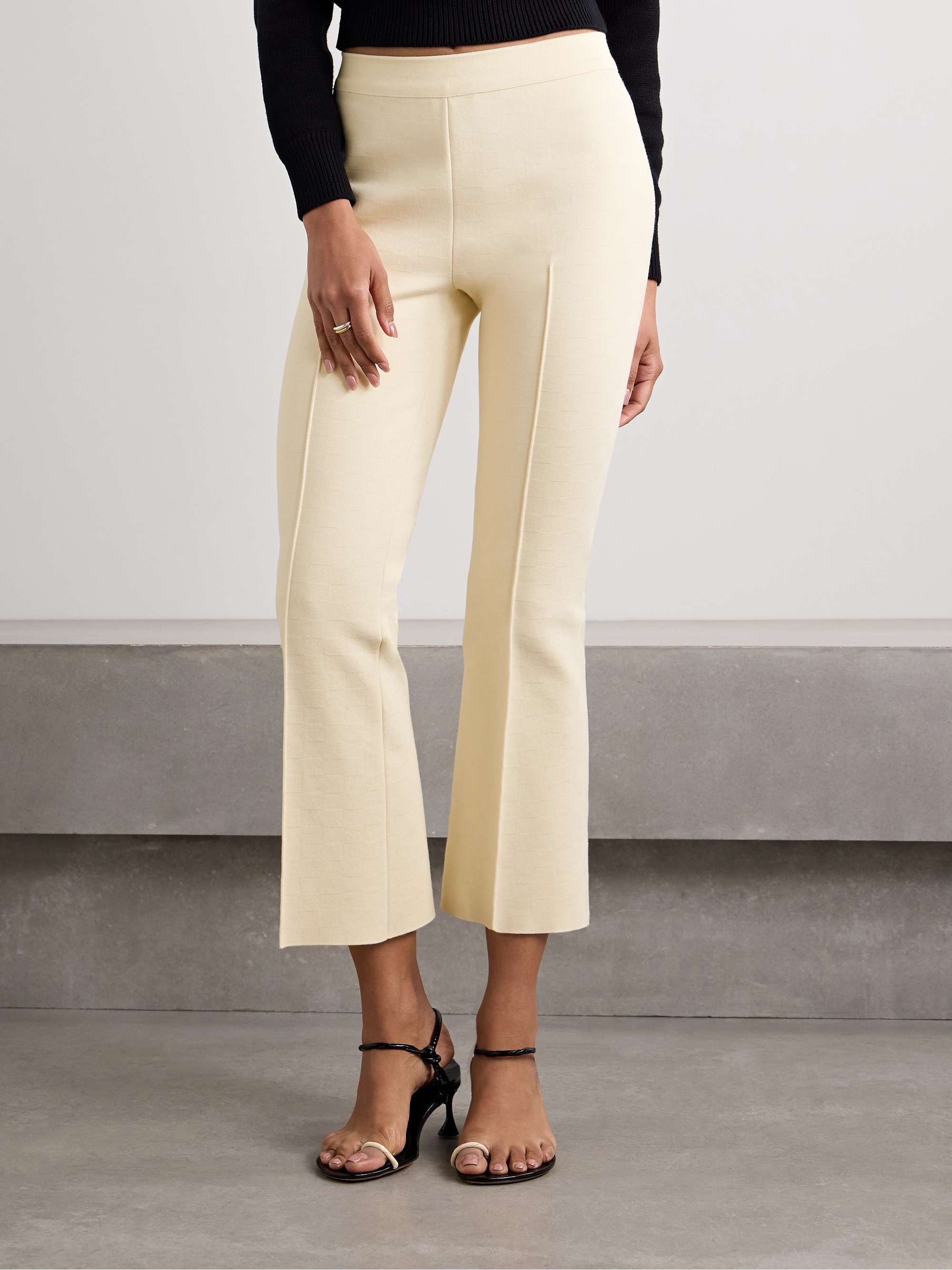 Kick cropped jacquard-knit stretch-cotton flared pants view