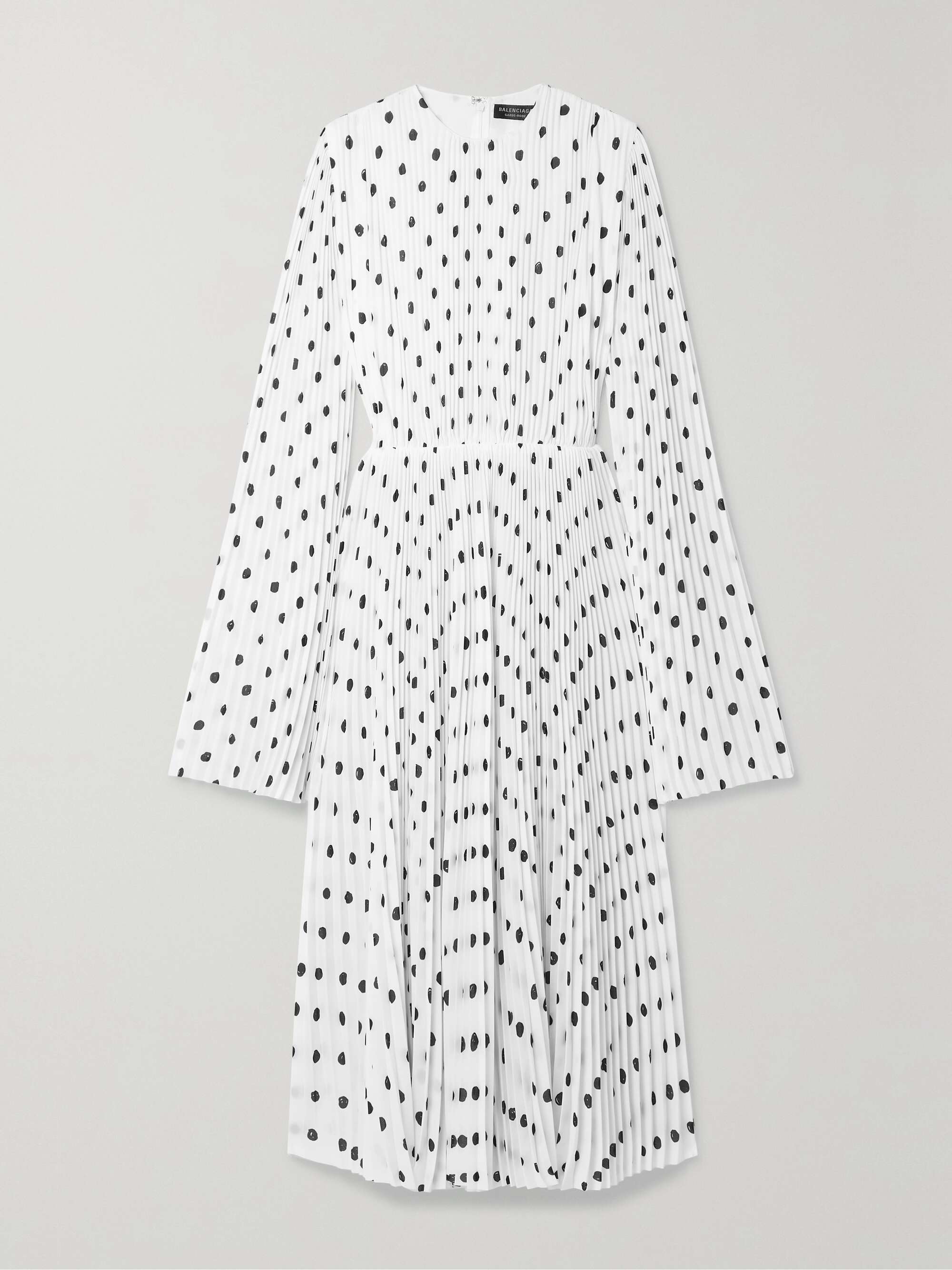 Pleated polka-dot crepe midi dress view