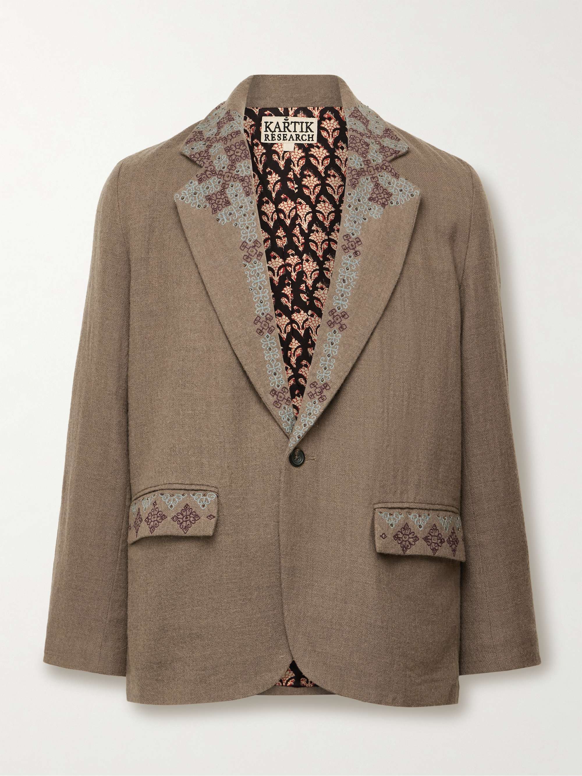 Unstructured Bead-Embroidered Embroidered Wool Suit Jacket view