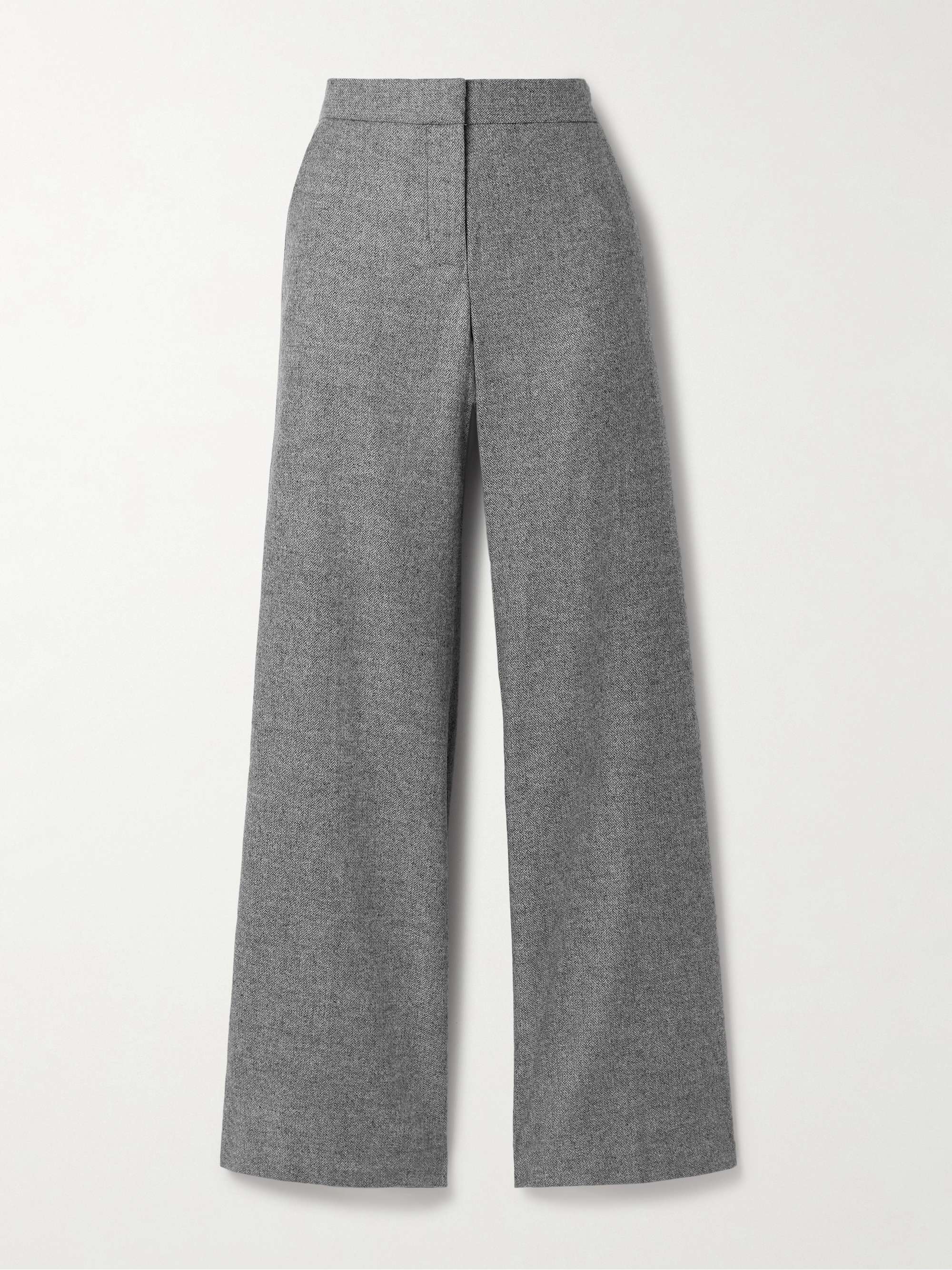Cadet herringbone woven wide-leg pants view