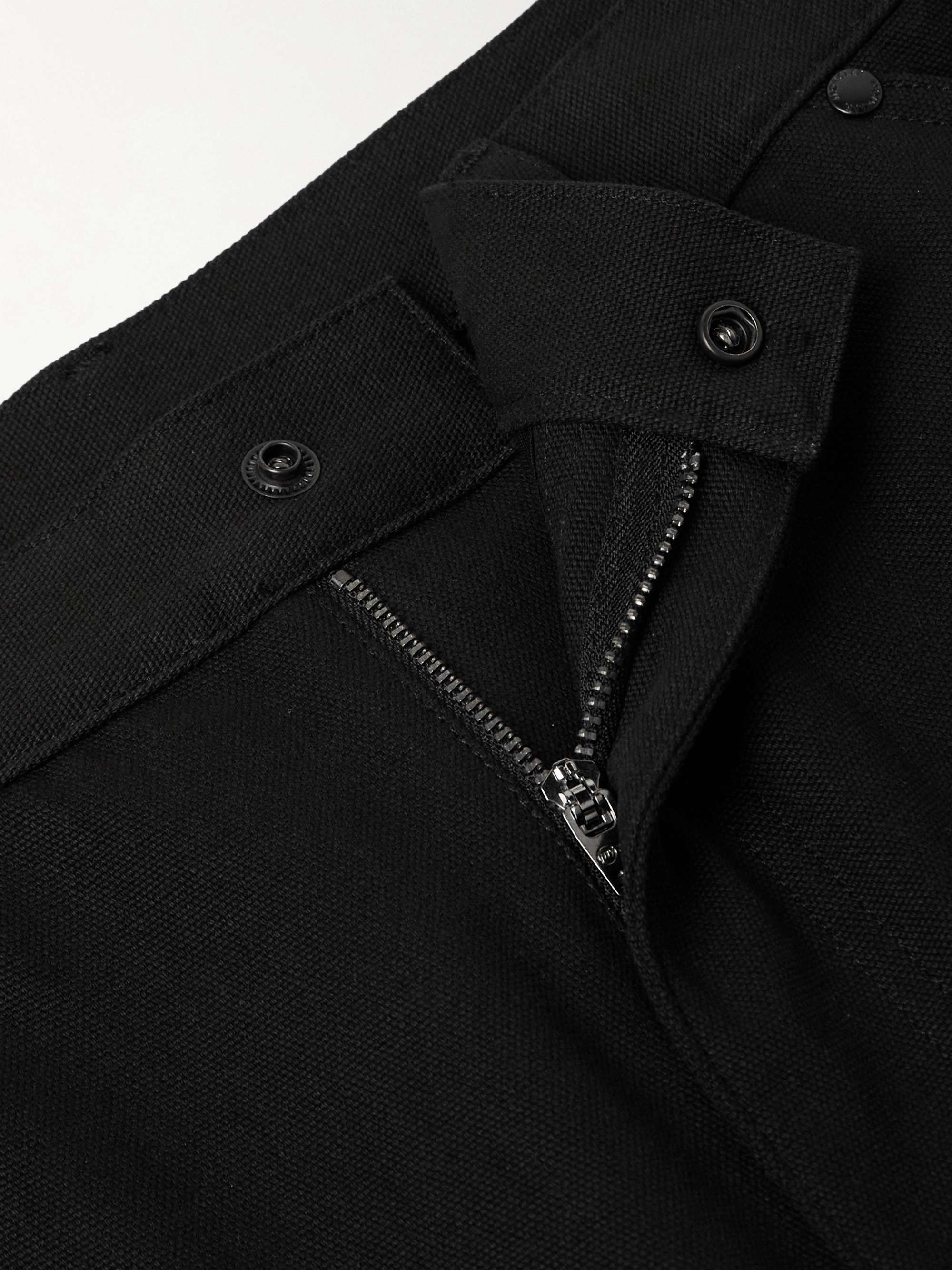 Straight-Leg Logo-Embroidered Cotton-Canvas Trousers view