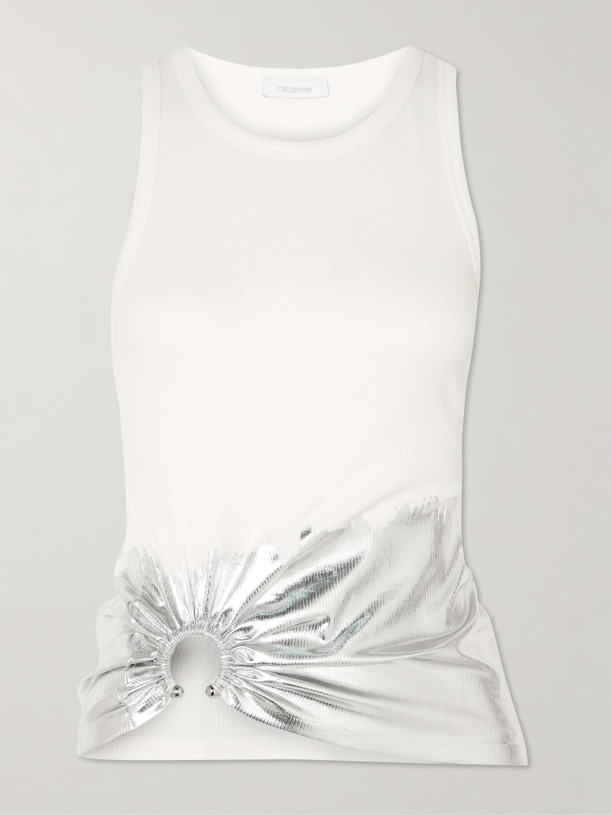Embellished metallic ribbed stretch-cotton jersey tank view