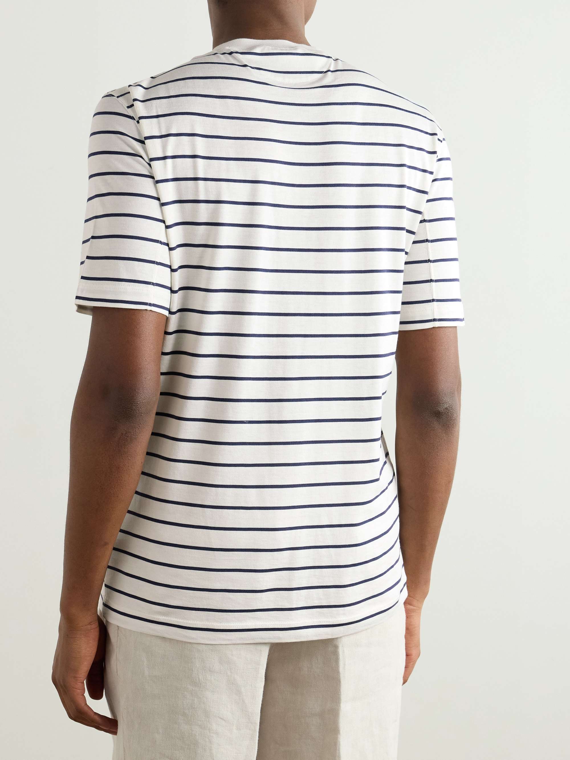 Striped Silk and Cotton-Blend Jersey T-Shirt view