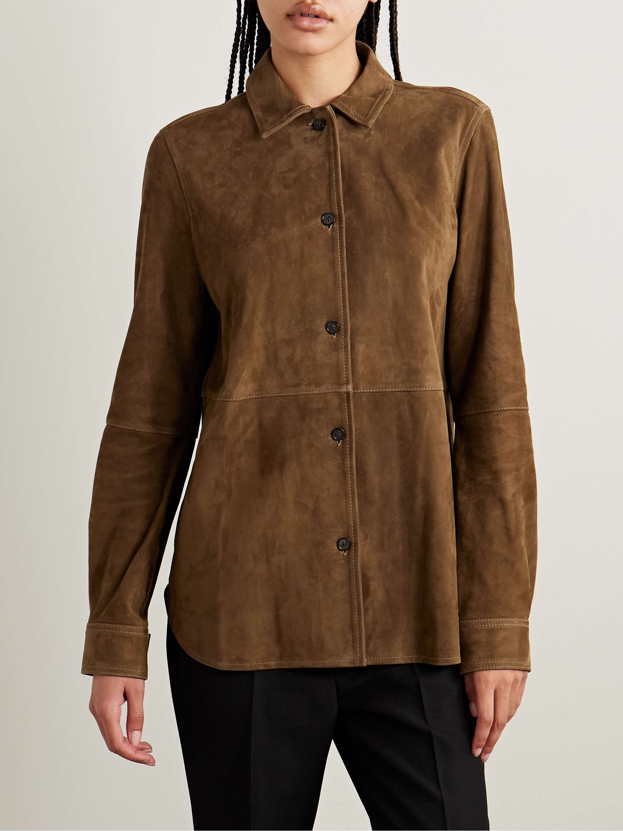 Paneled suede shirt view