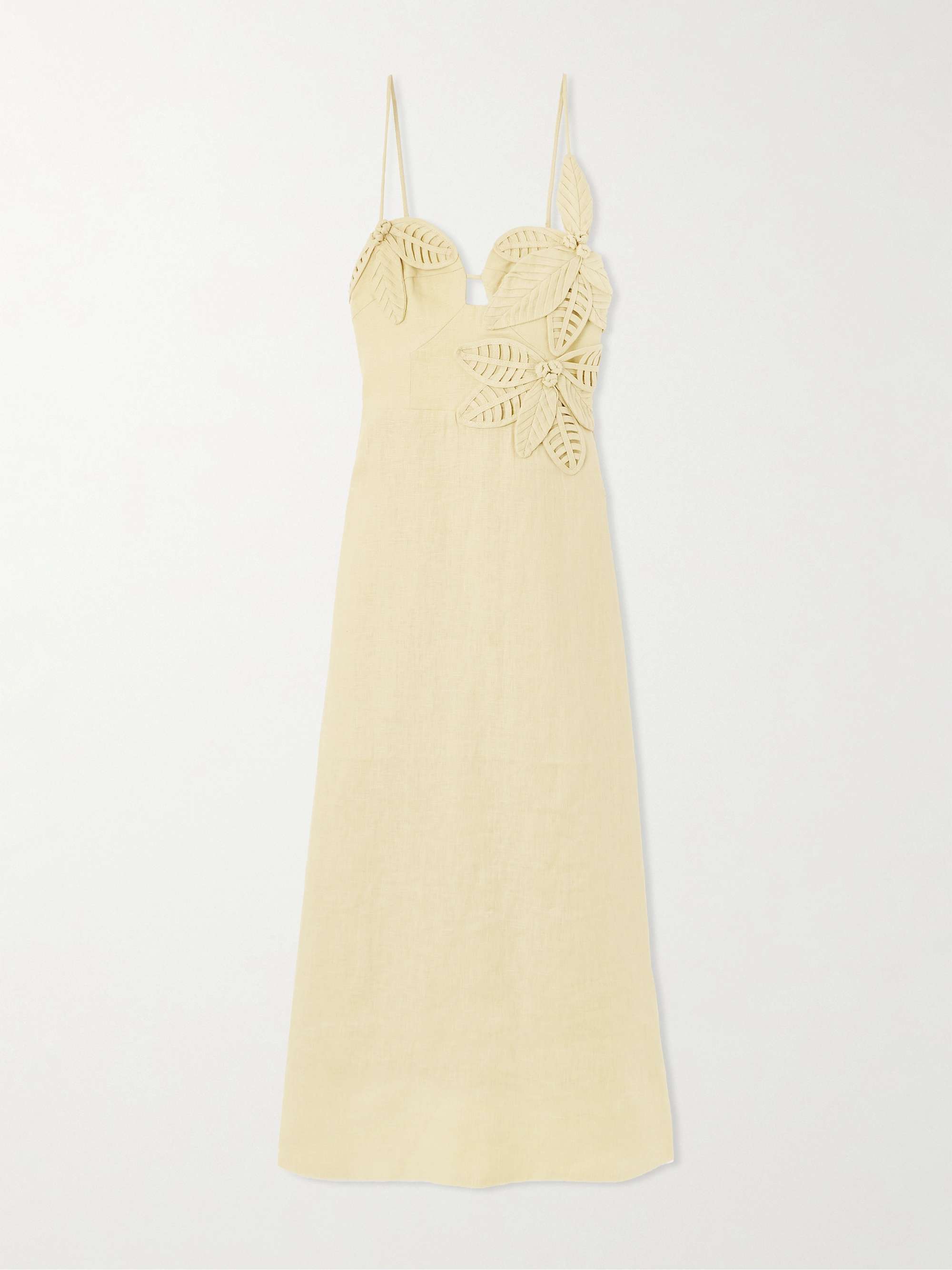 Appliquéd linen midi dress view