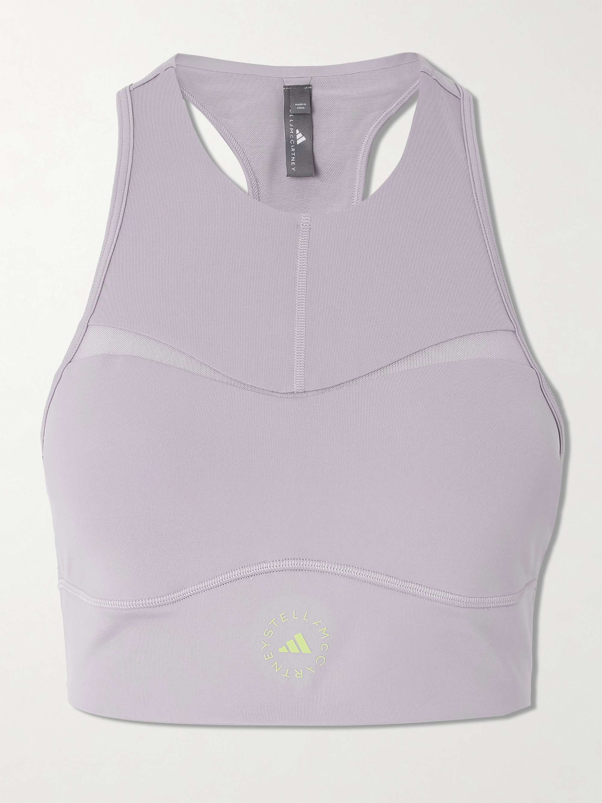 TruePurpose perforated logo-appliquéd recycled stretch-jersey sports bra view